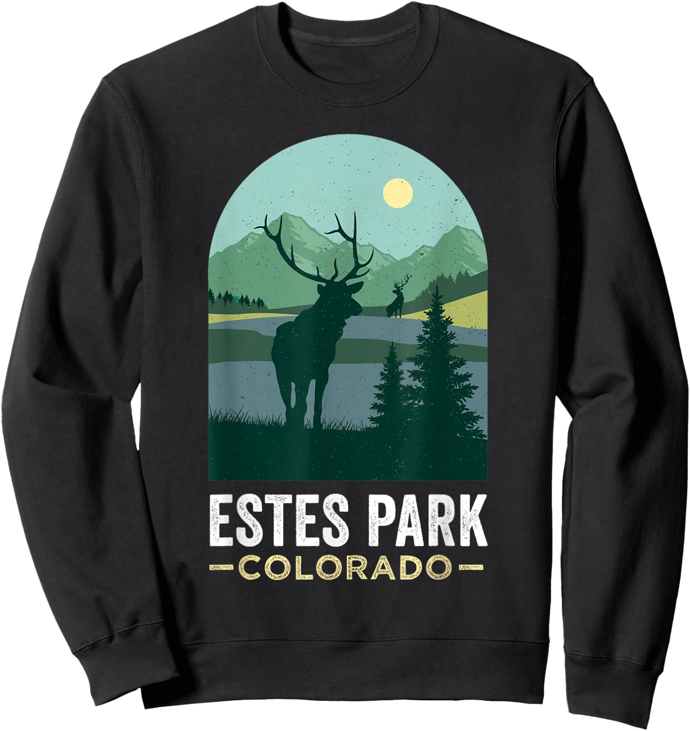 Estes Park Elks Retro Vintage Estes Park Colorado Sweatshirt - Sweatshirt | Black