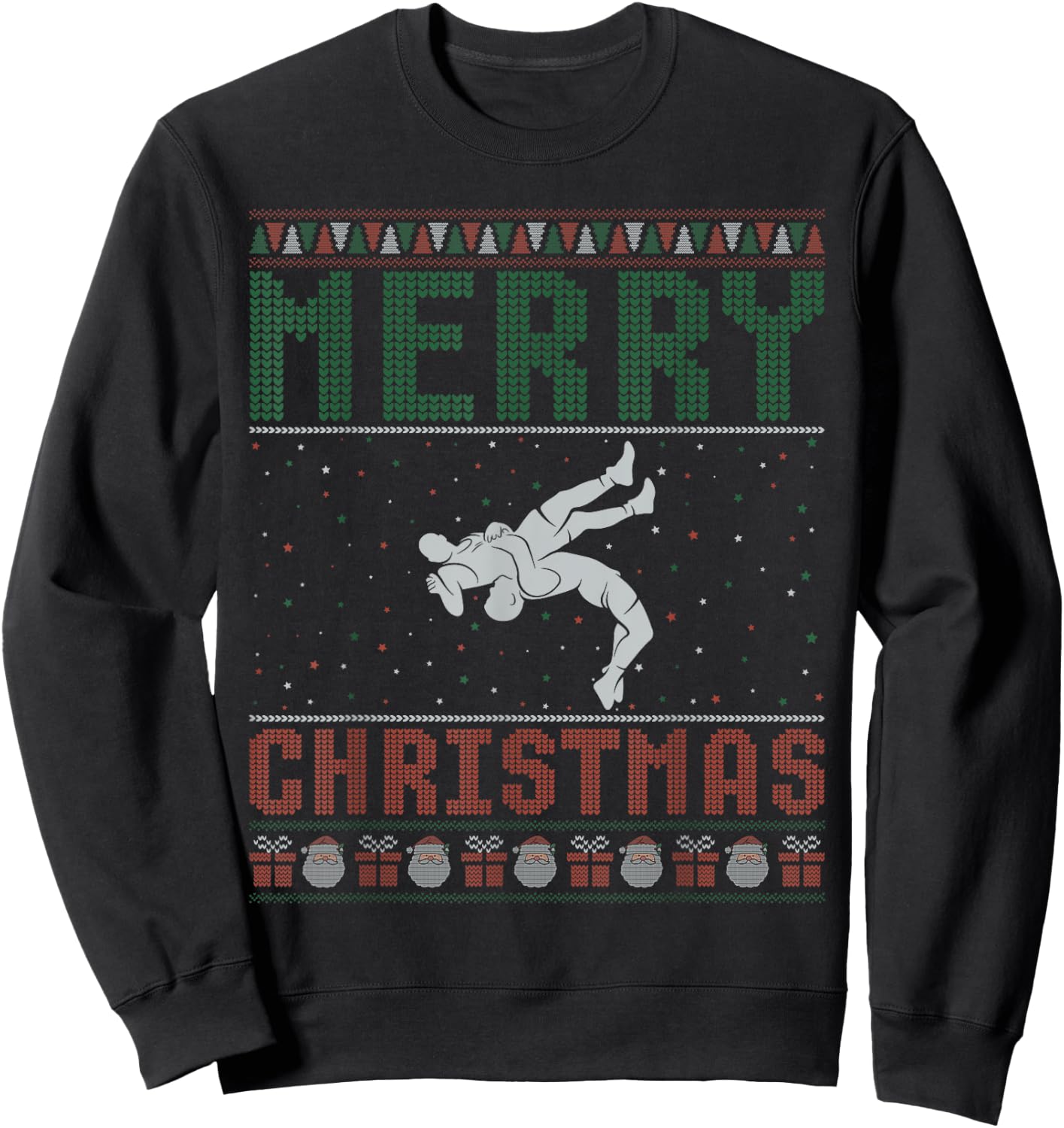 Wrestling Design Ugly Christmas Sweater Family Matching Sweatshirt - Sweatshirt | Black