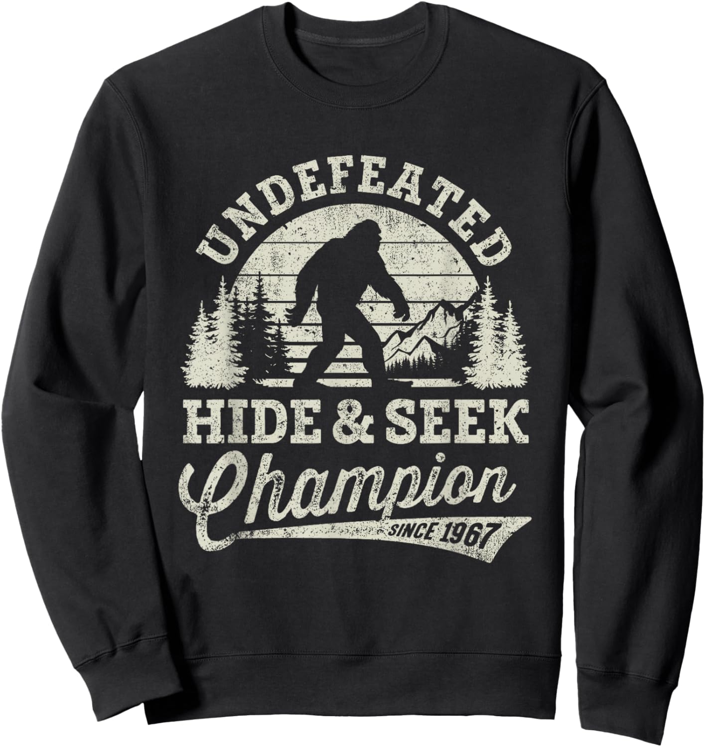 Bigfoot Undefeated Hide and Seek Champion Vintage Sweatshirt - Sweatshirt | Black