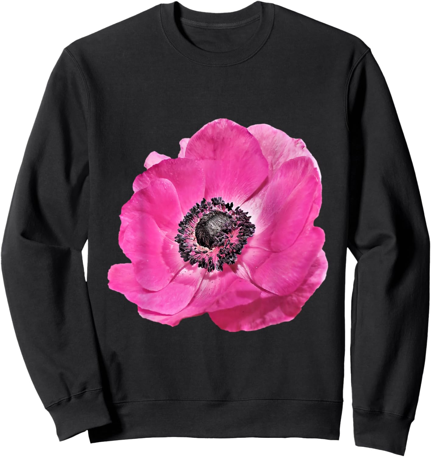 Giant Pink Poppy Flower Photo Sweatshirt - Sweatshirt | Black