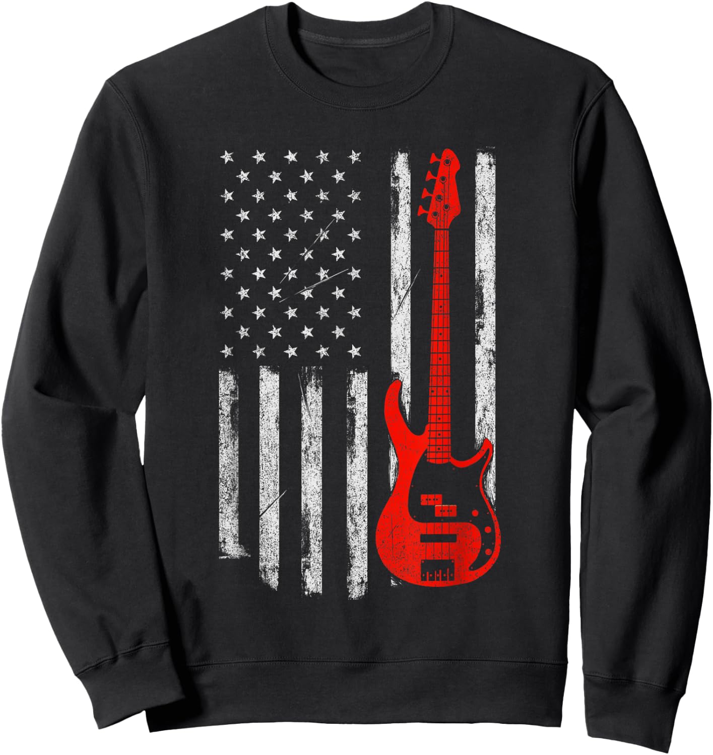 Bassist - USA American Flag Bass Guitar Player Musician Sweatshirt - Sweatshirt | Black