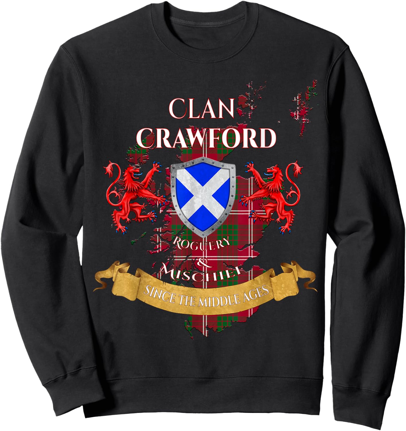 Crawford Scottish Family Clan Middle Ages Mischief Sweatshirt - Sweatshirt | Black