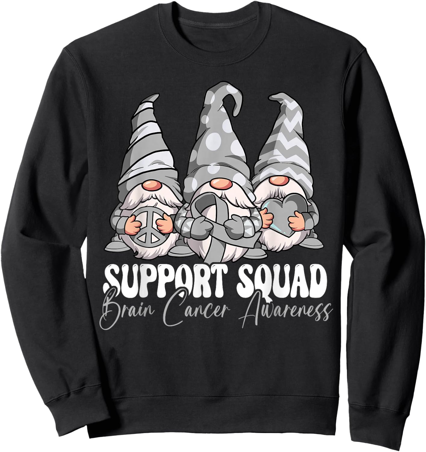 Support Squad Brain Cancer Awareness Sweatshirt - Sweatshirt | Black