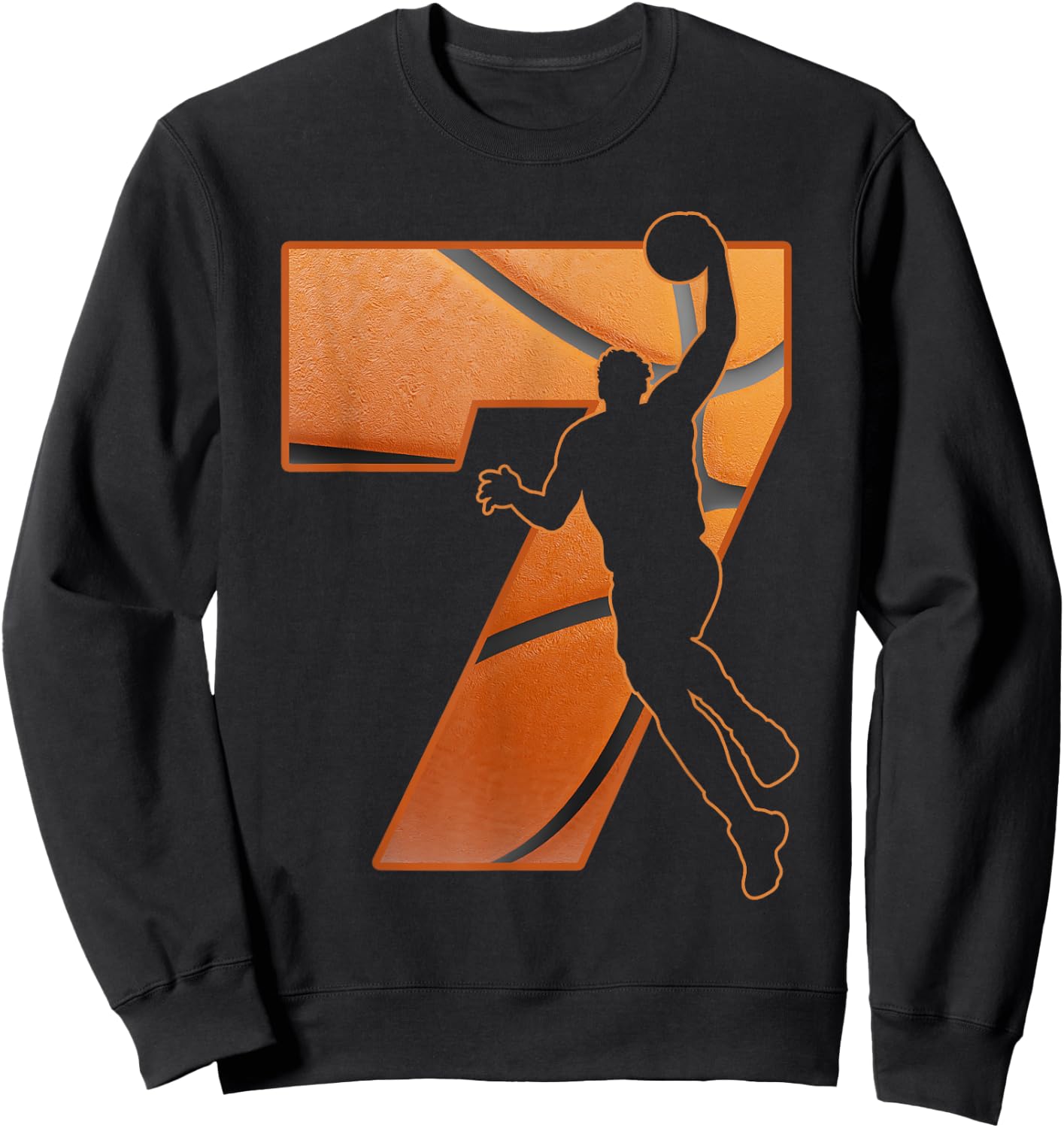 7 Year Old 7th Basketball Birthday PartyTheme Boys Girls Sweatshirt - Sweatshirt | Black