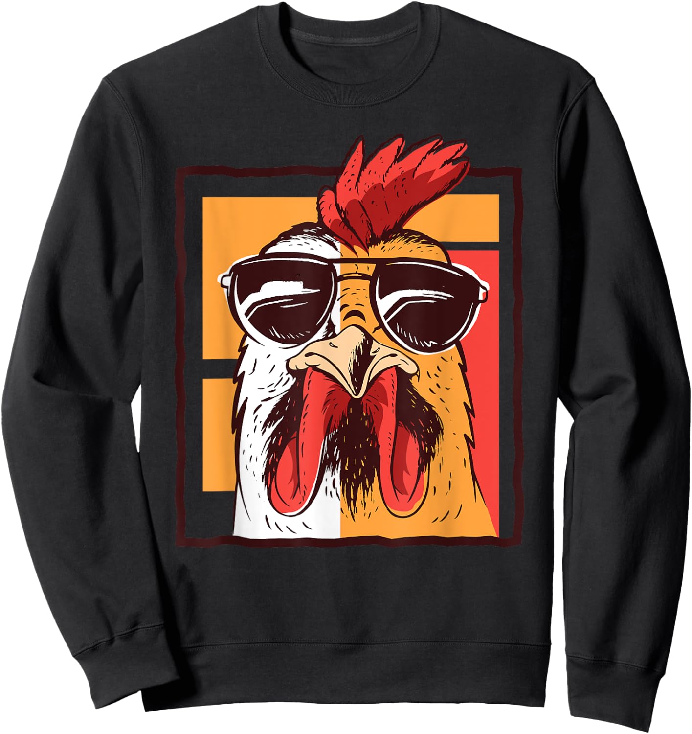 Retro Vintage Chicken Cool Rooster Wearing Sunglasses Sweatshirt - Sweatshirt | Black