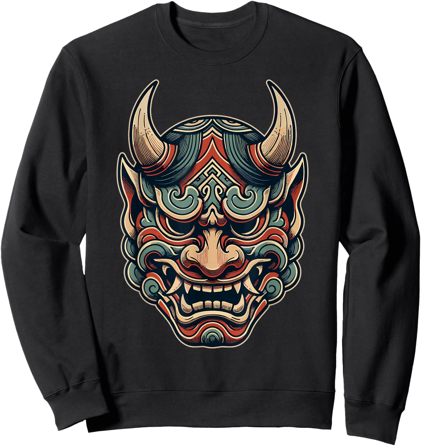Hannya Oni Mask Devil Yokai Japanese Demon Oni Mask Sweatshirt - Sweatshirt | Black
