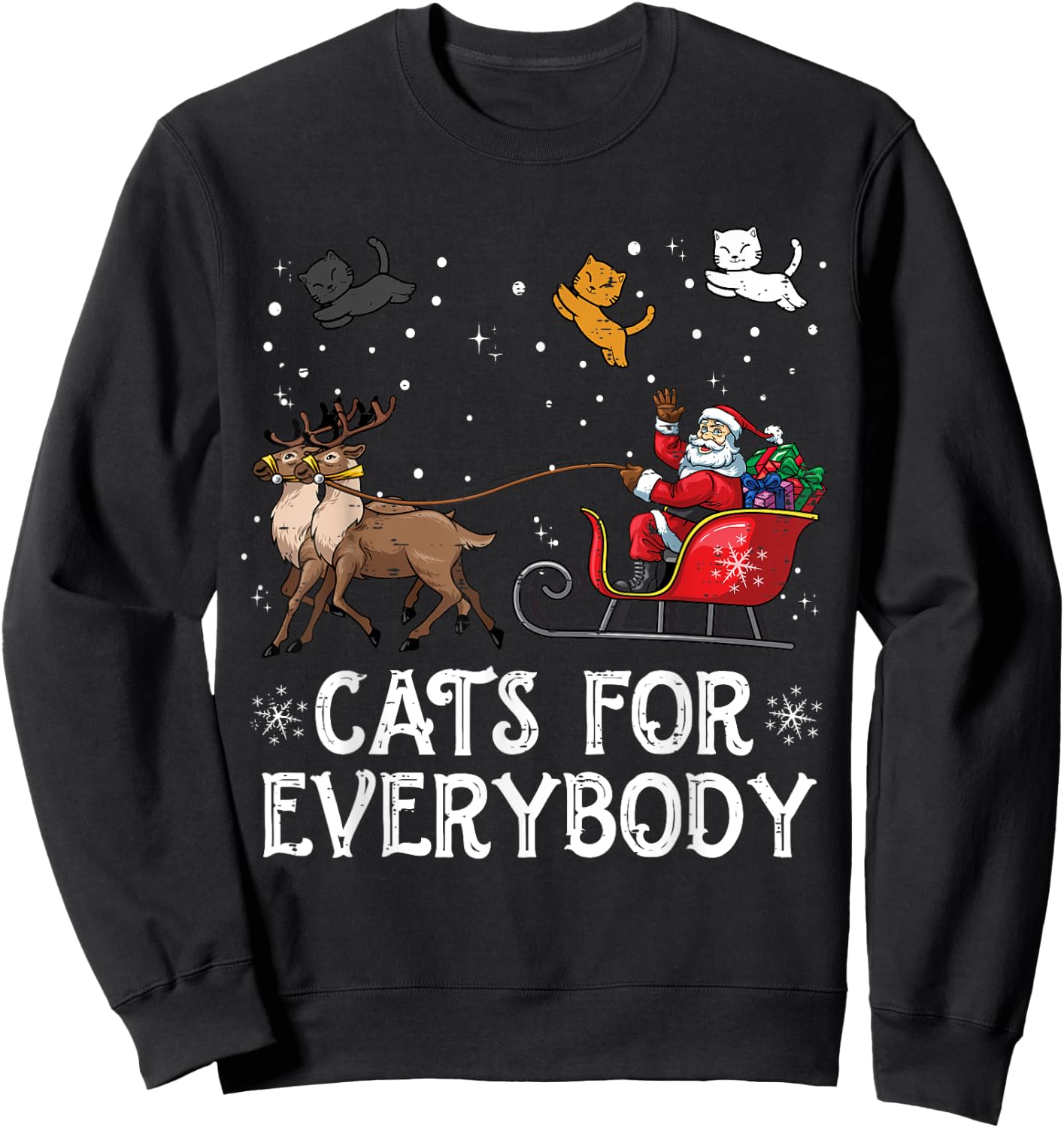 Cats For Everybody Christmas Cat Funny Xmas Women Santa Sweatshirt - Sweatshirt | Black