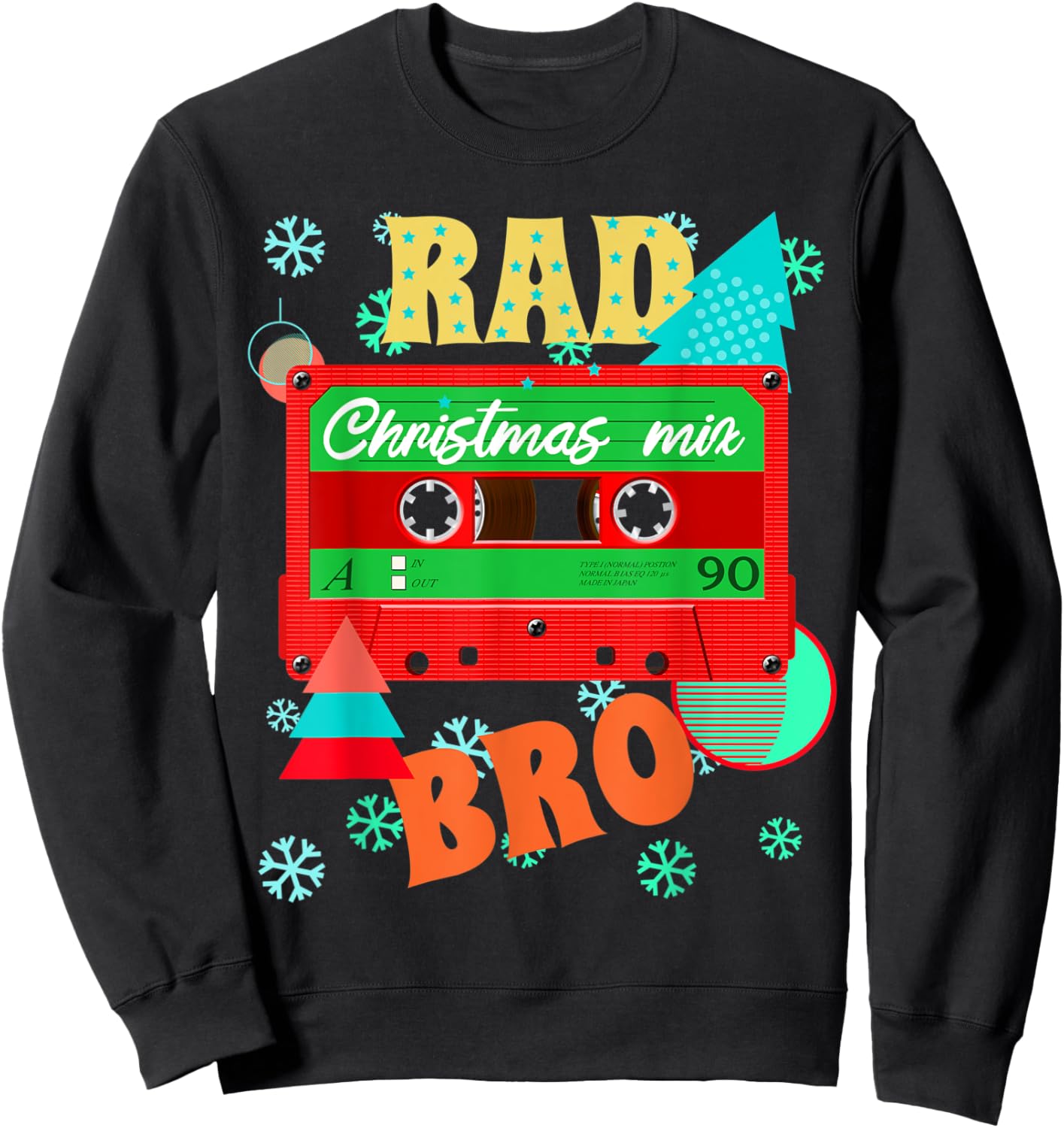 Rad Christmas Mixtape Shirt Retro 80s Costume Cassette Tape Sweatshirt - Sweatshirt | Black