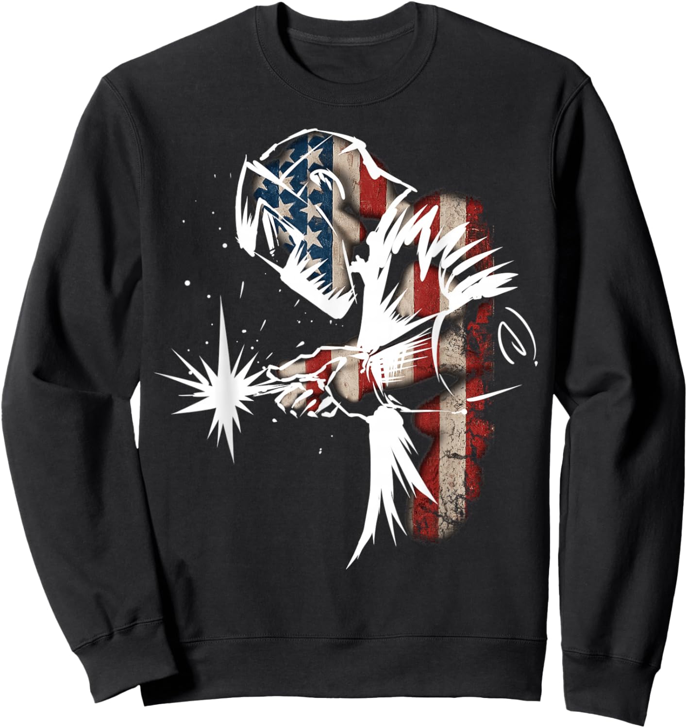 Welder American Flag USA Patriotic Welder Sweatshirt - Sweatshirt | Black