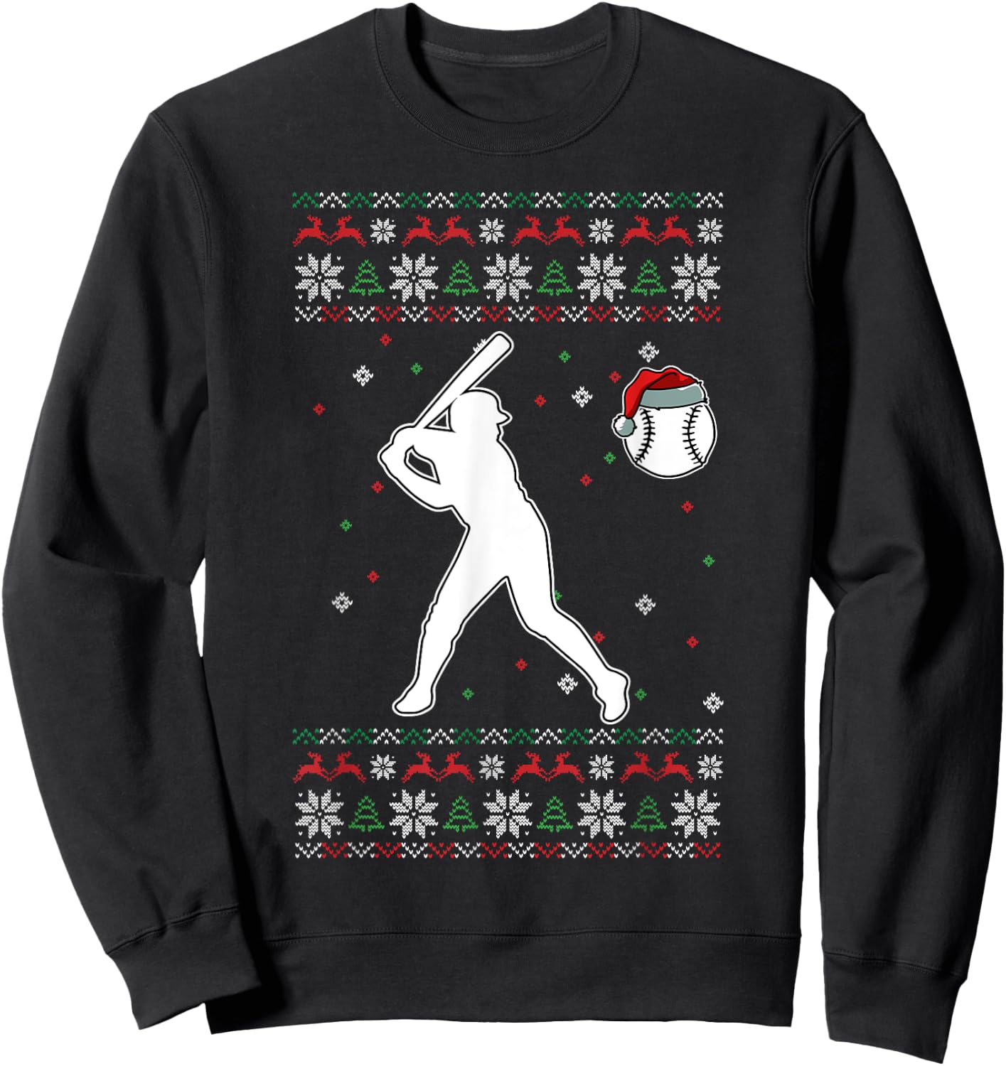 Baseball Player Christmas Cool Ugly X-Mas Pajama Boys Kids Sweatshirt - Sweatshirt | Black