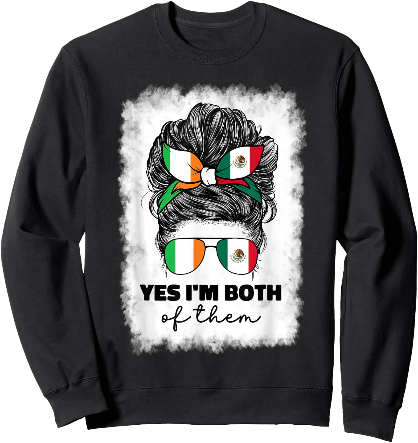 Half Mexican And Irish Mexico Ireland Flag Girl Sweatshirt - Sweatshirt | Black