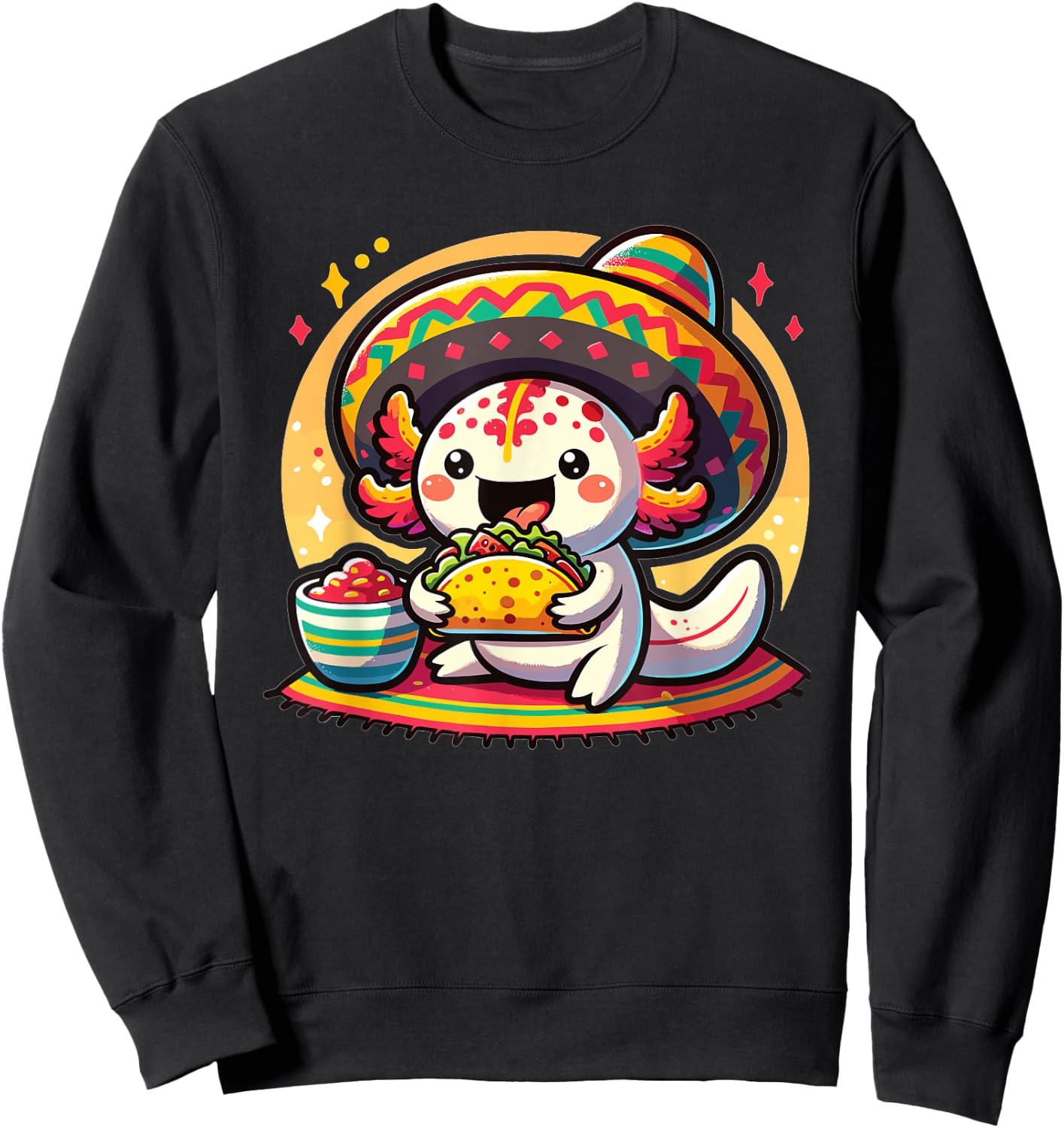 Tacolotl Funny Mexican Axolotl Eats Taco Sweatshirt - Sweatshirt | Black