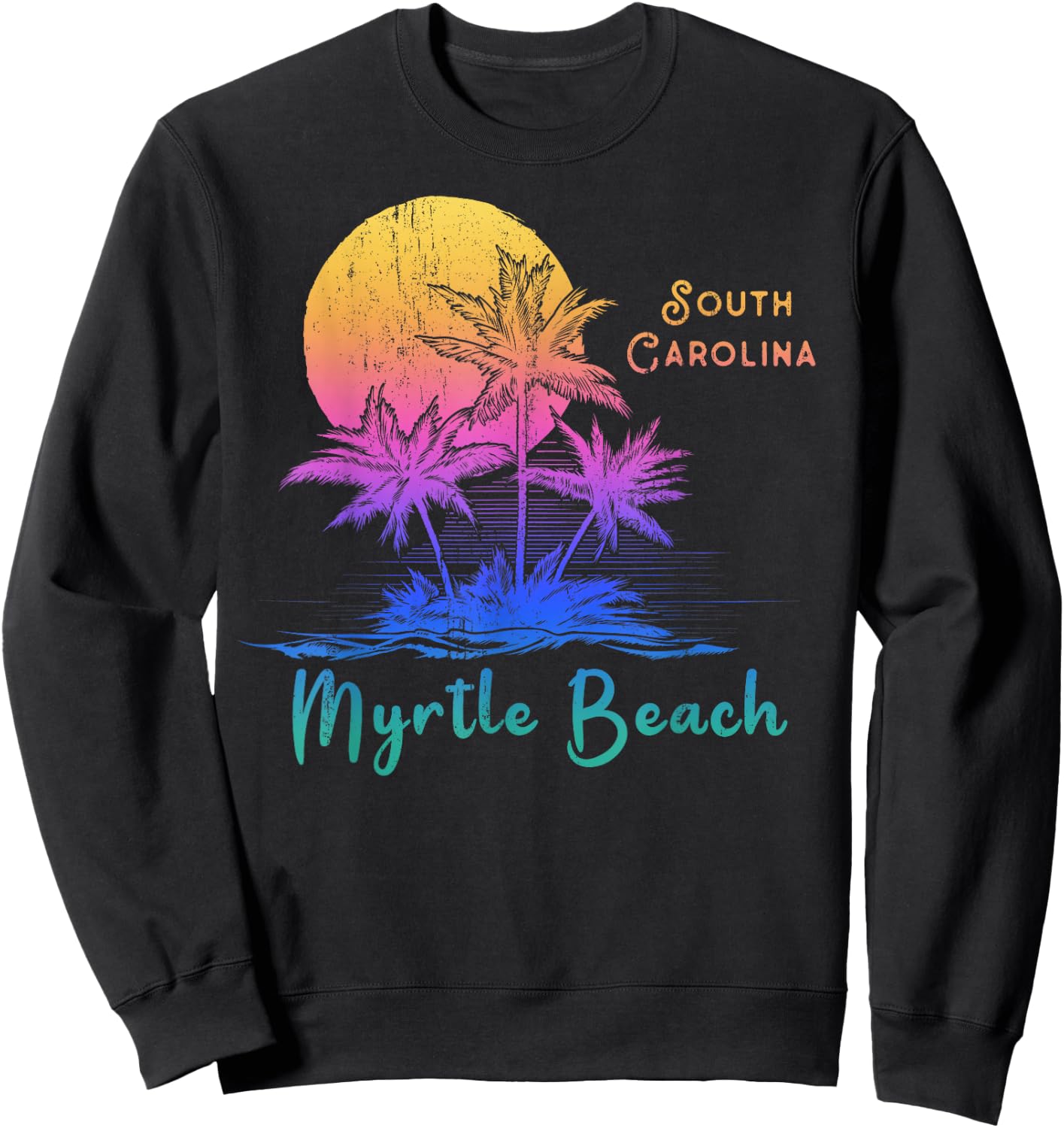 Myrtle Beach Palmetto Tree South Carolina Vacations Camping Sweatshirt - Sweatshirt | Black
