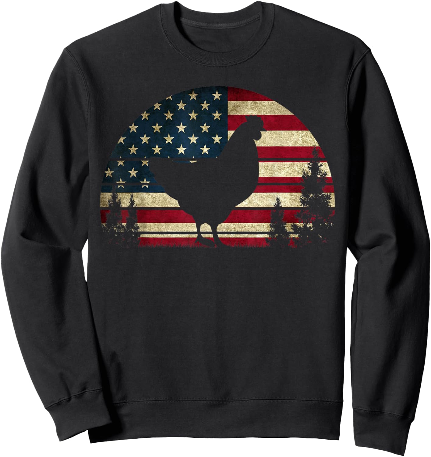 4th Of July Patriotic Chicken American USA Flag Chicken Love Sweatshirt - Sweatshirt | Black