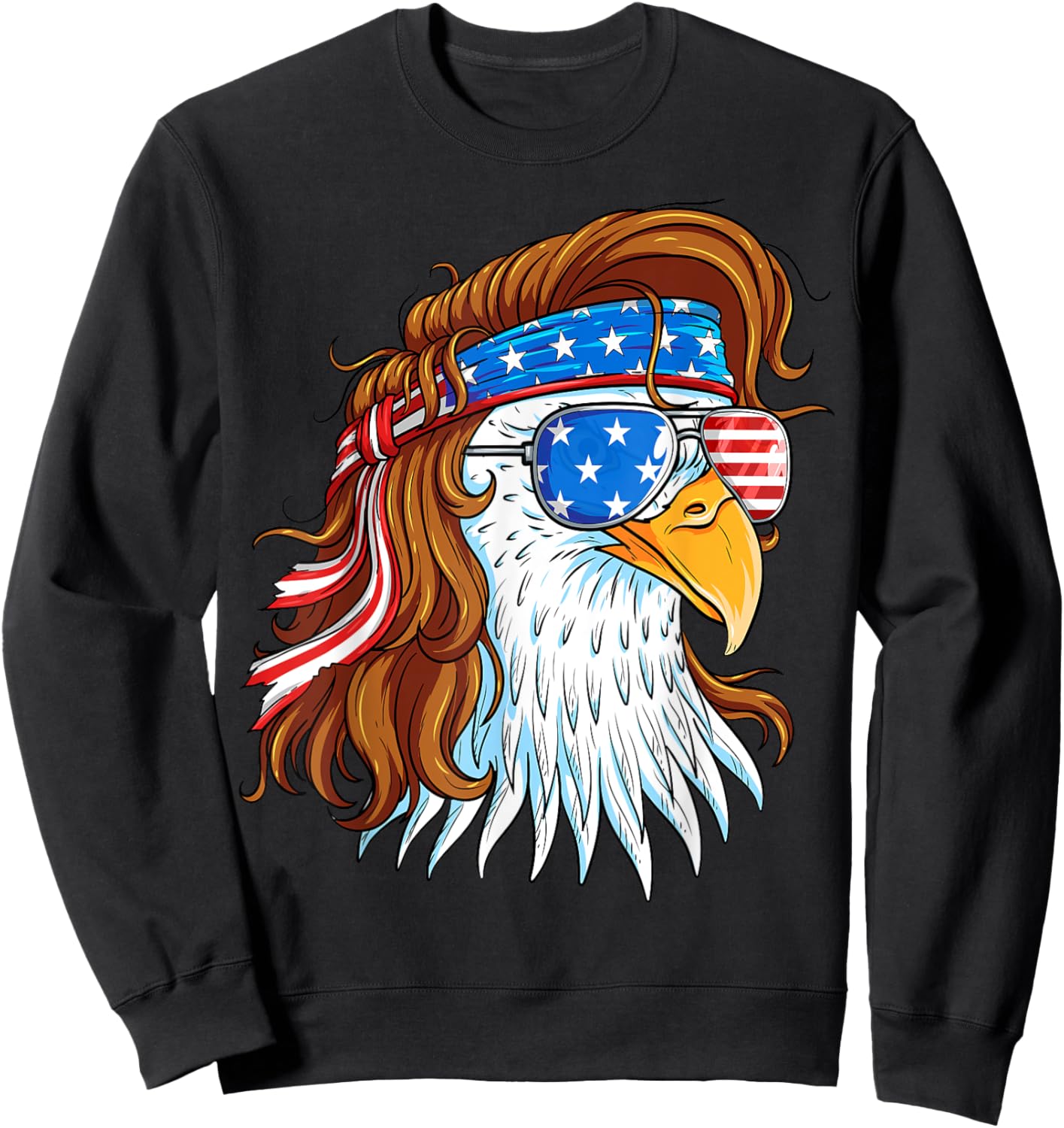 Eagle 4th of July American Flag - 4th July Mullet Patriotic Sweatshirt - Sweatshirt | Black