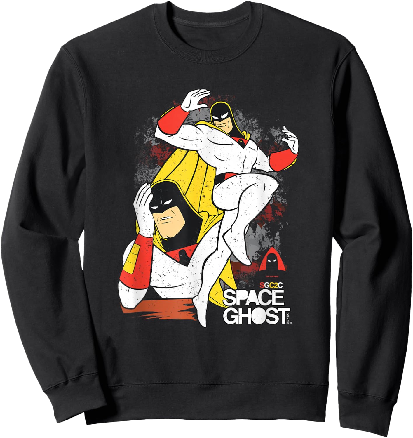 Space Ghost Coast to Coast Vintage Faded Superhero Pose Sweatshirt - Sweatshirt | Black