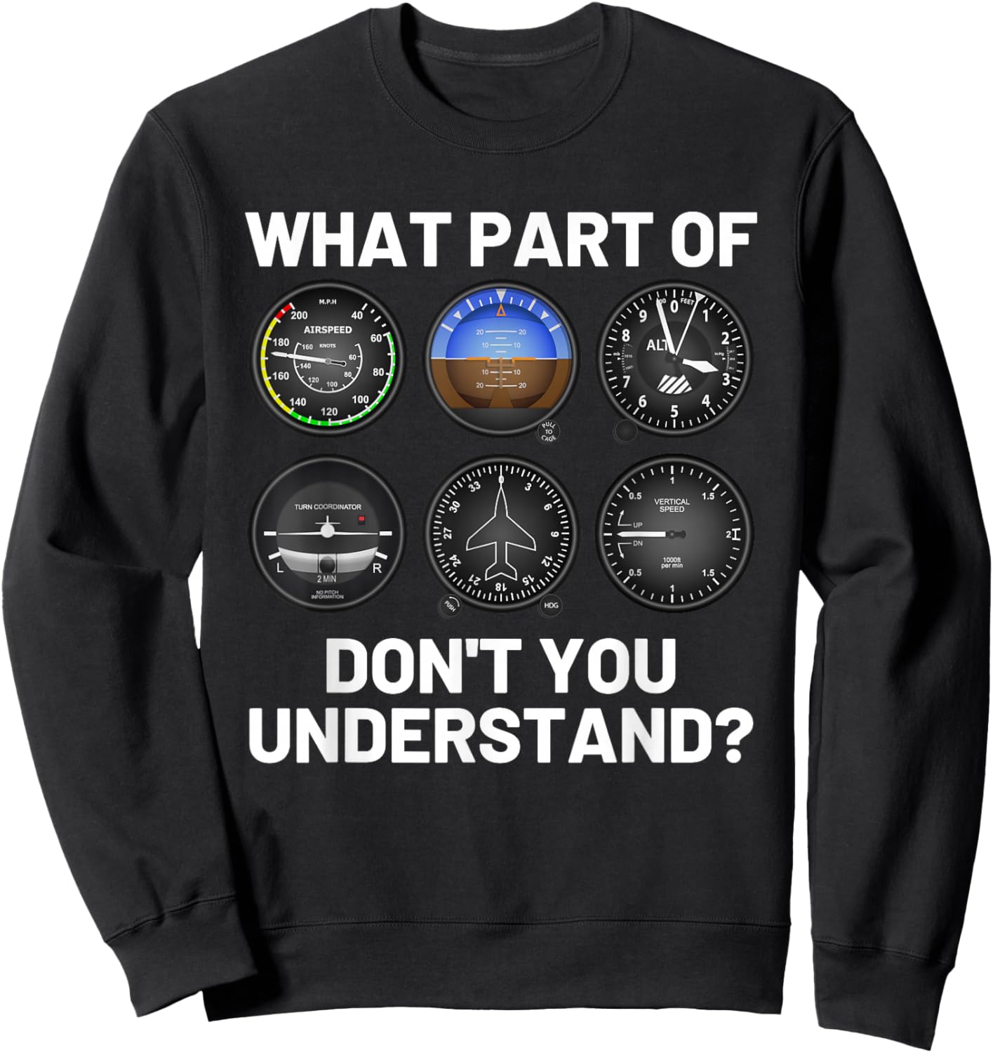 Funny Pilot Art Aviation Six Pack Instruments Flying Plane Sweatshirt - Sweatshirt | Black