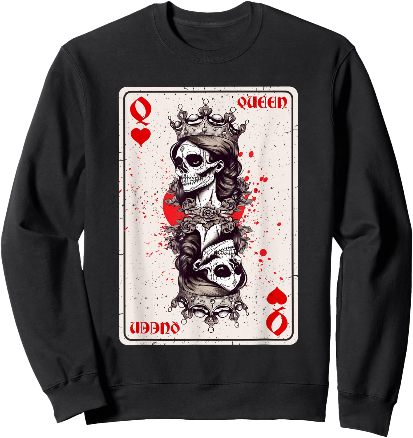 Queen of Hearts Card Game Horror Heart Queen Gothic Sweatshirt - Sweatshirt | Black