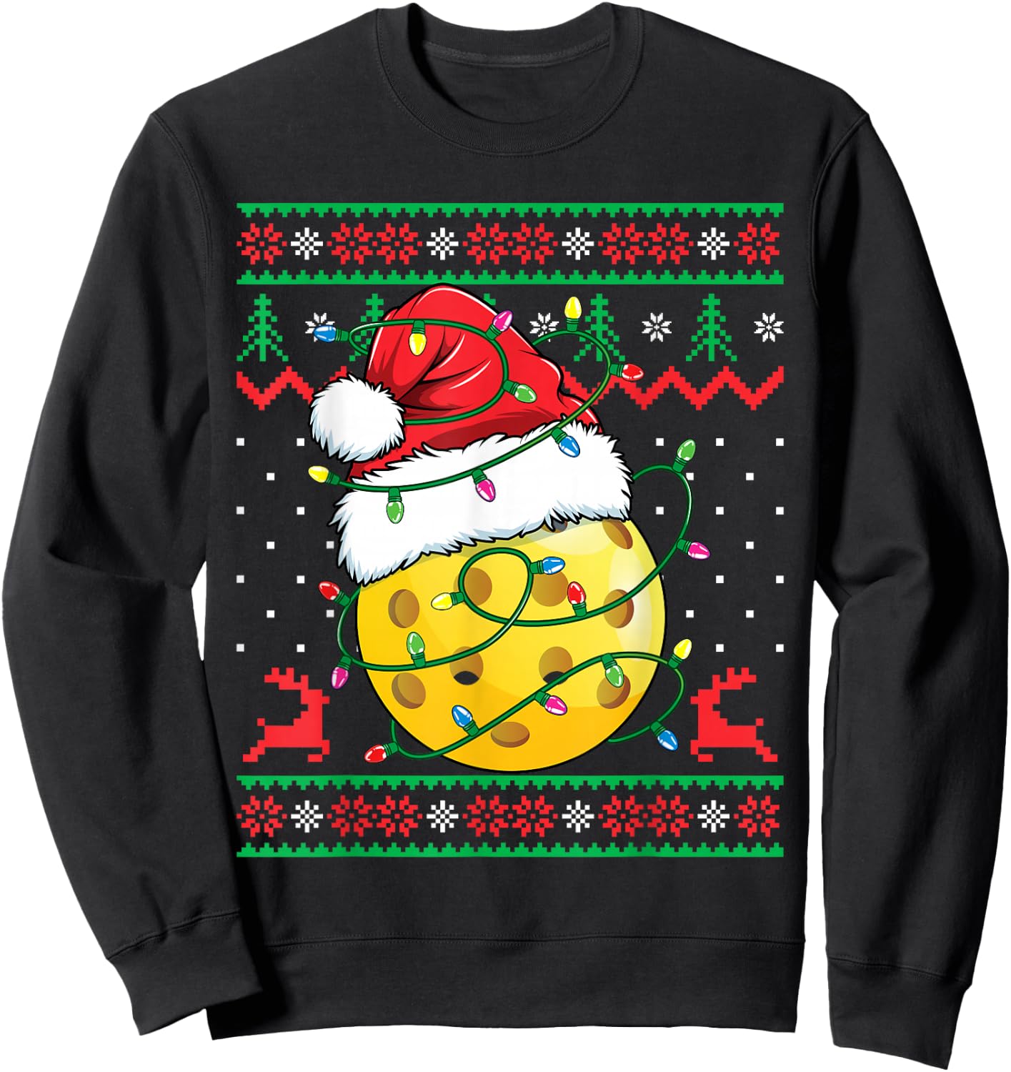 Funny Pickleball Ugly Christmas Sweater Xmas Sweatshirt - Sweatshirt | Black