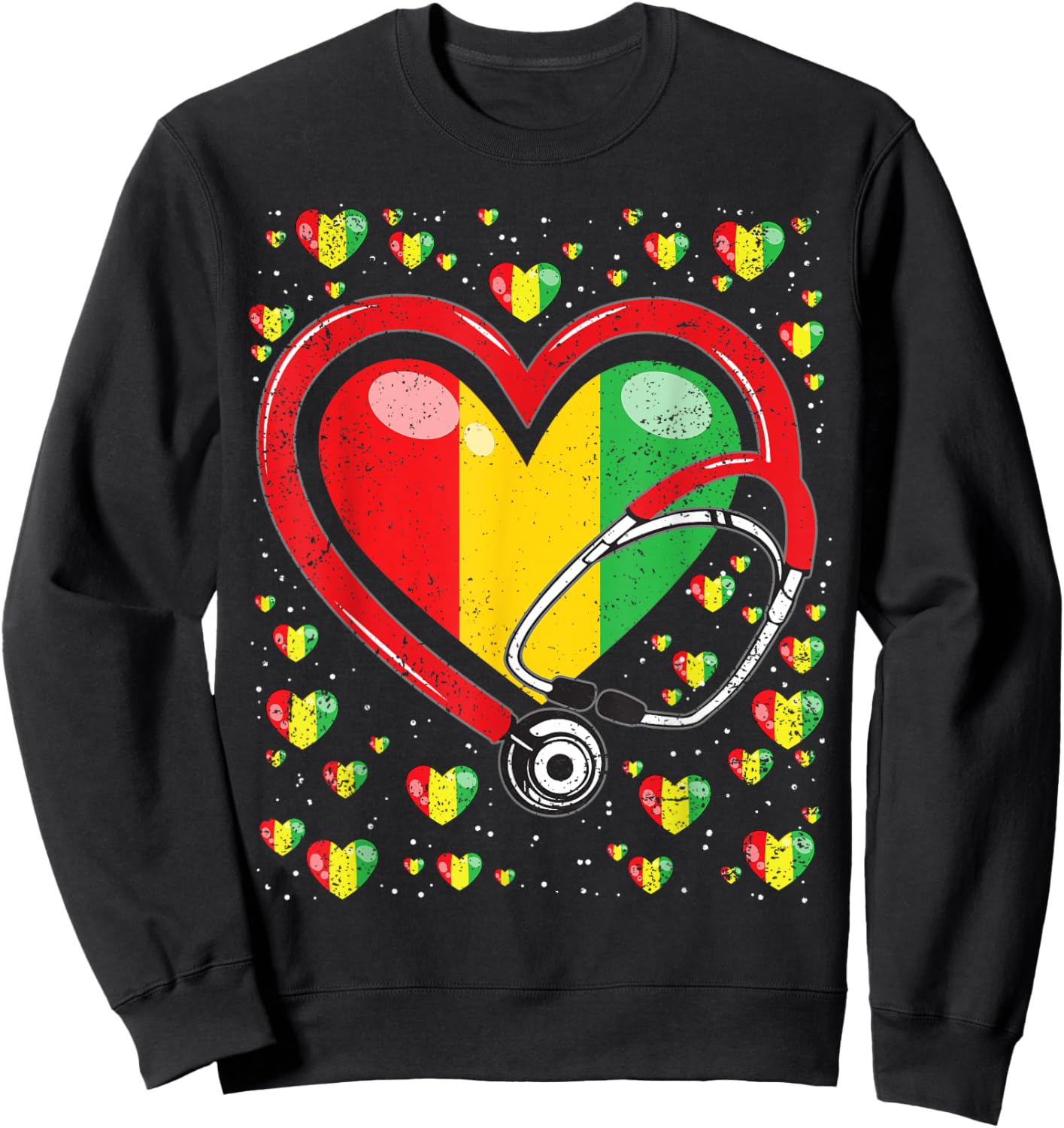 Stethoscope Heart Juneteenth Black History Heart Nurse Sweatshirt - Sweatshirt | Black