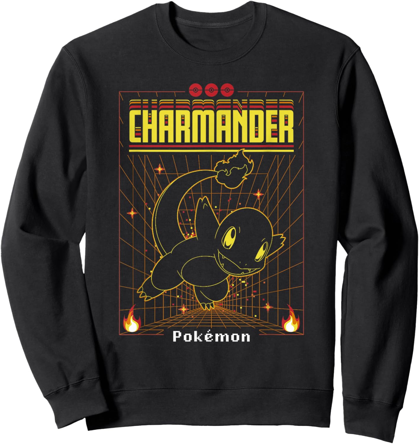 Pokémon Charmander 3D Grid Schematic Sweatshirt - Sweatshirt | Black