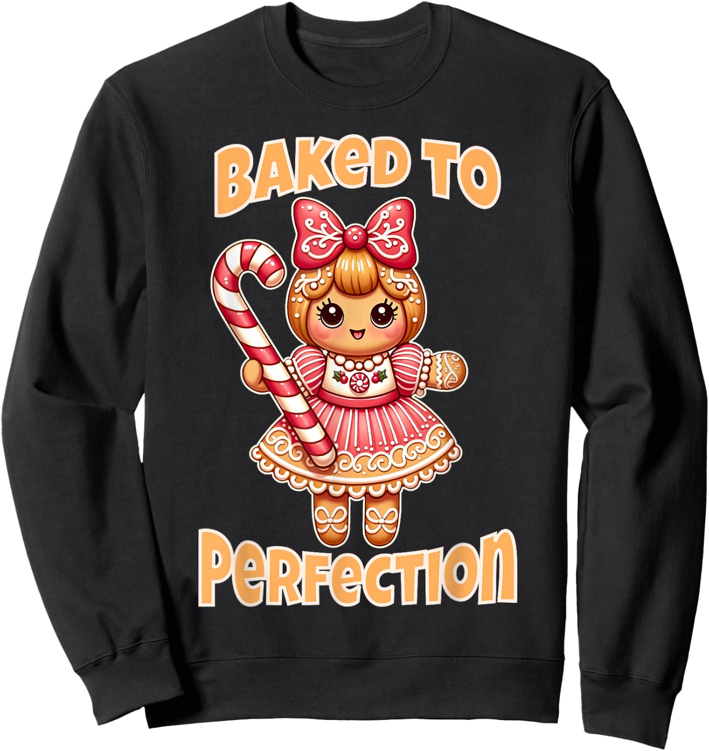 Cute Gingerbread Girl Baked to Perfection Christmas Women Sweatshirt - Sweatshirt | Black