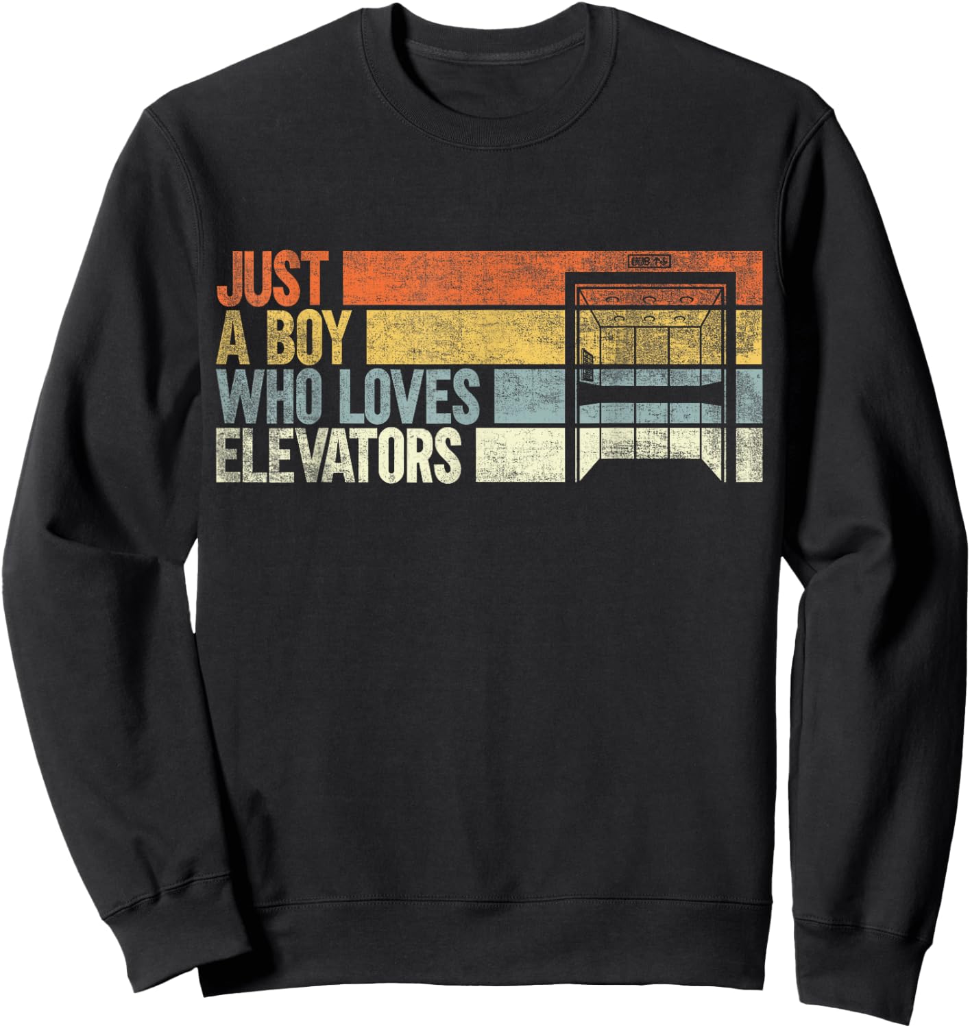Just a Boy Who Loves Elevators. Funny Elevator Sweatshirt - Sweatshirt | Black