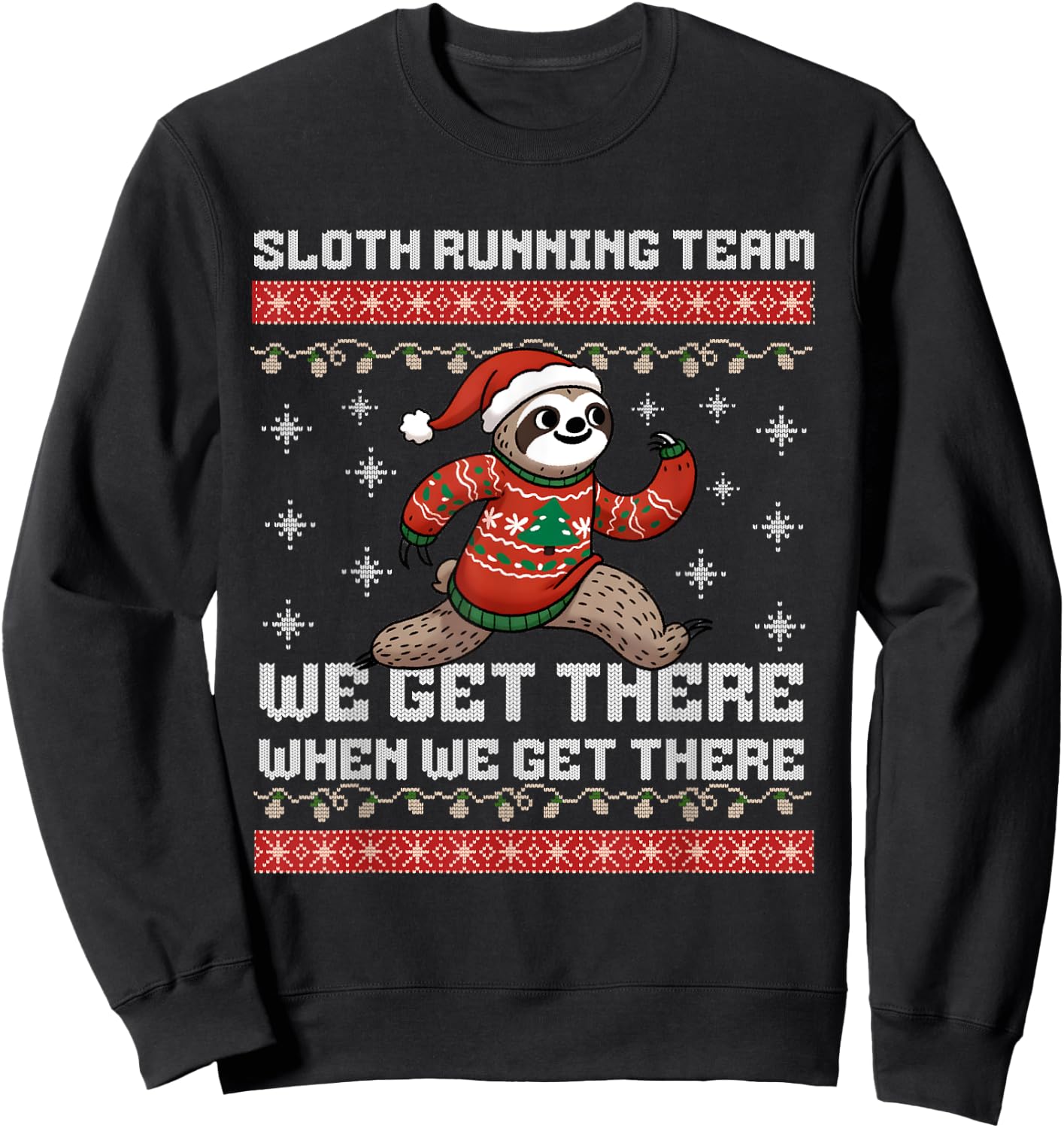Funny Sloth Christmas 5k Running Team Squad X-Mas Fun Run Sweatshirt - Sweatshirt | Black