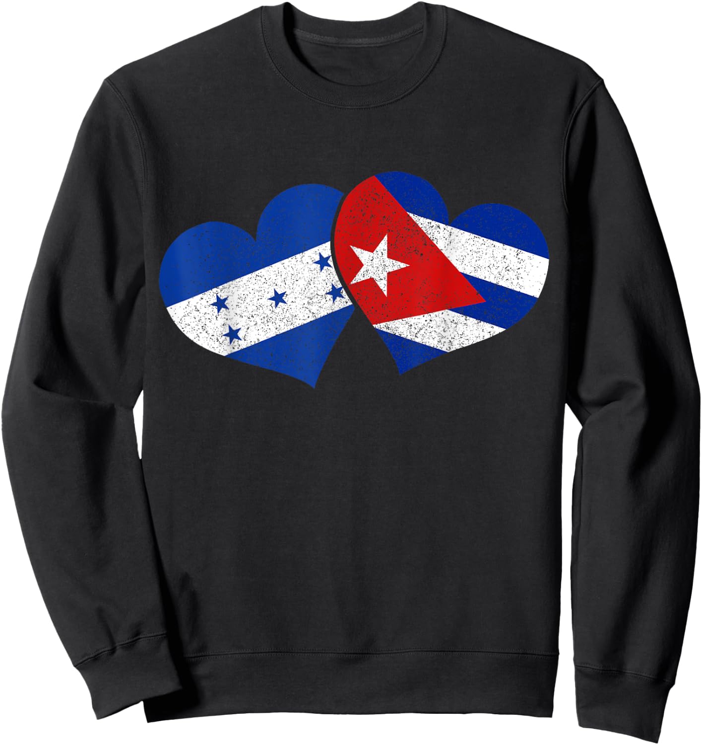 Honduras Cuba Hearts Cuban Honduran Flag Pride Heritage Sweatshirt - Sweatshirt | Black