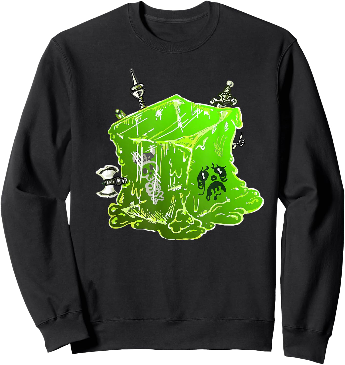 Gelatinous Cube Fantasy Roleplaying Illustration Sweatshirt - Sweatshirt | Black