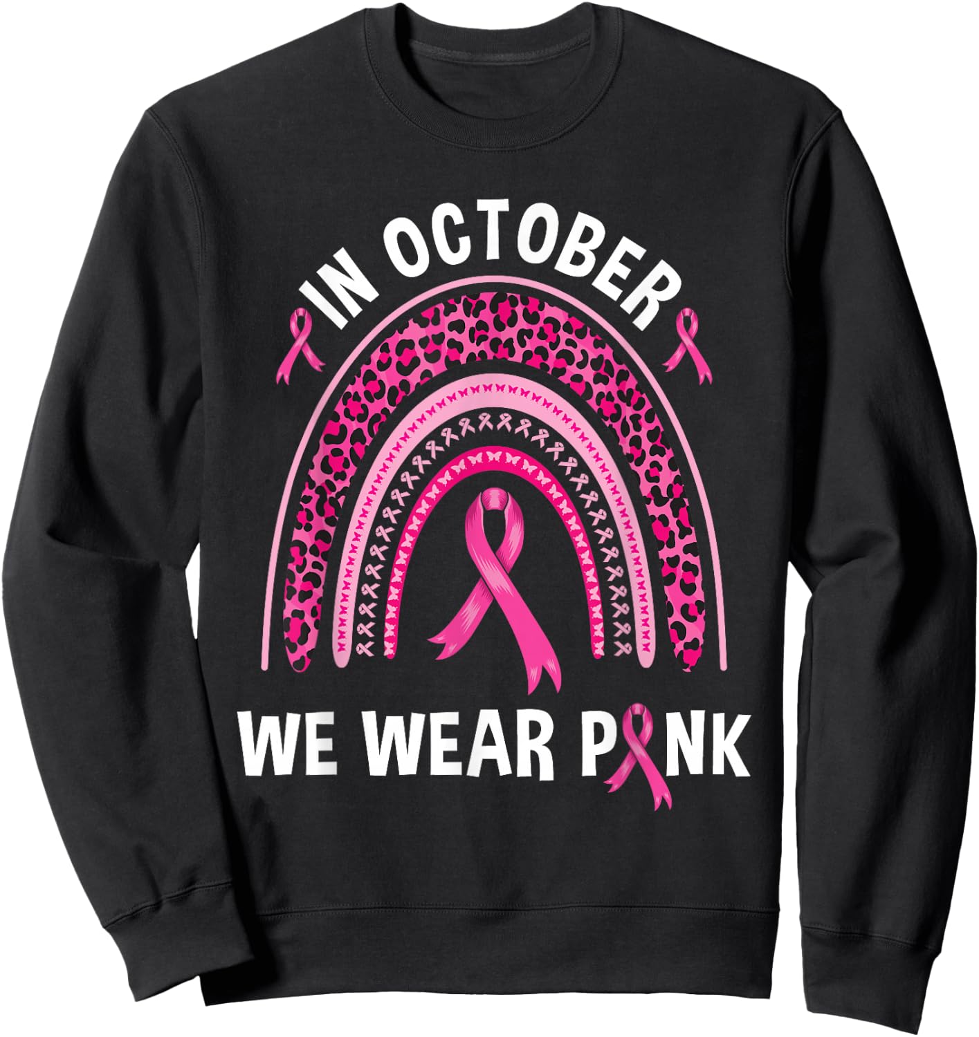In October We Wear Pink Leopard Rainbow Sweatshirt - Sweatshirt | Black