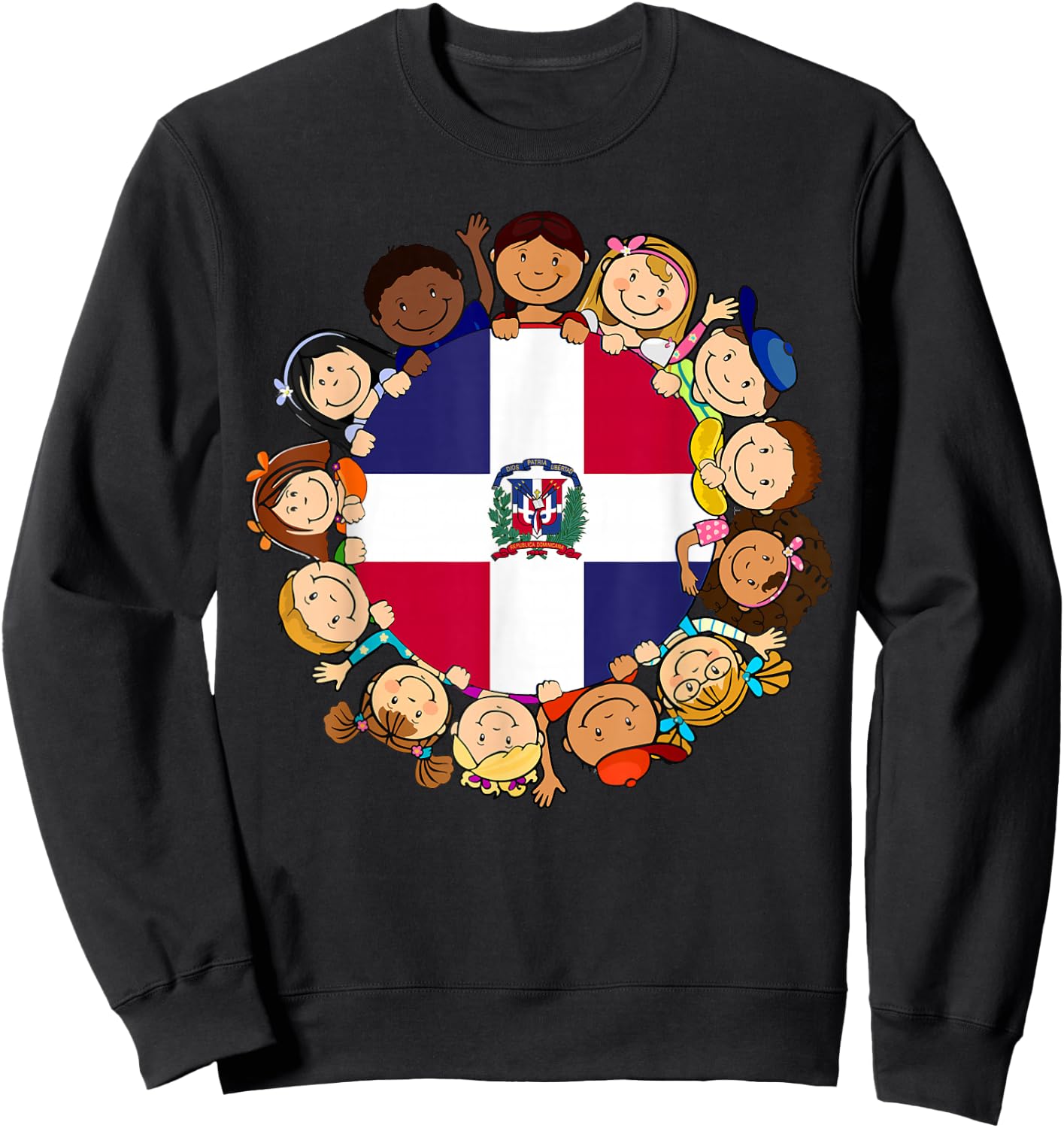 Dominican Republic Kids Dominicana Flag Hispanic Heritage Sweatshirt - Sweatshirt | Black
