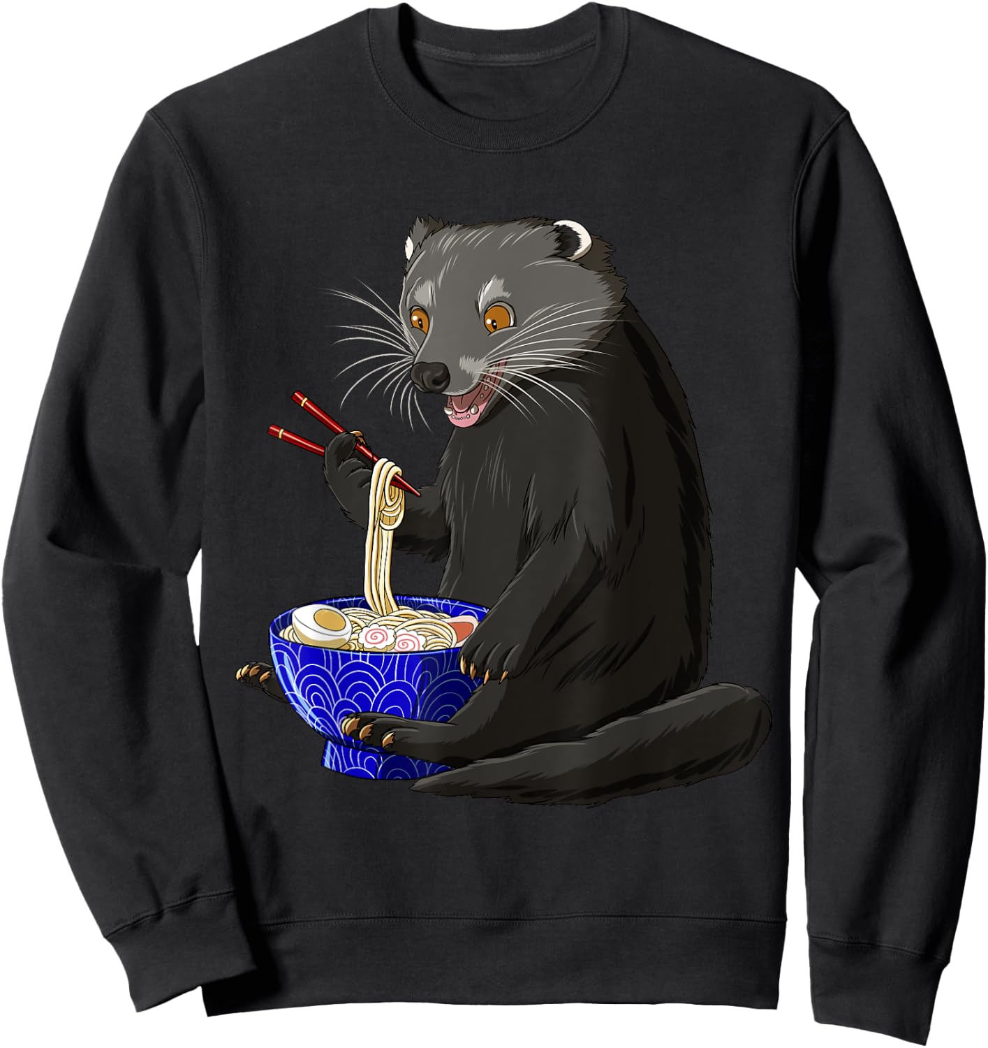 Funny Japanese Kawaii Ramen Binturong Sweatshirt - Sweatshirt | Black