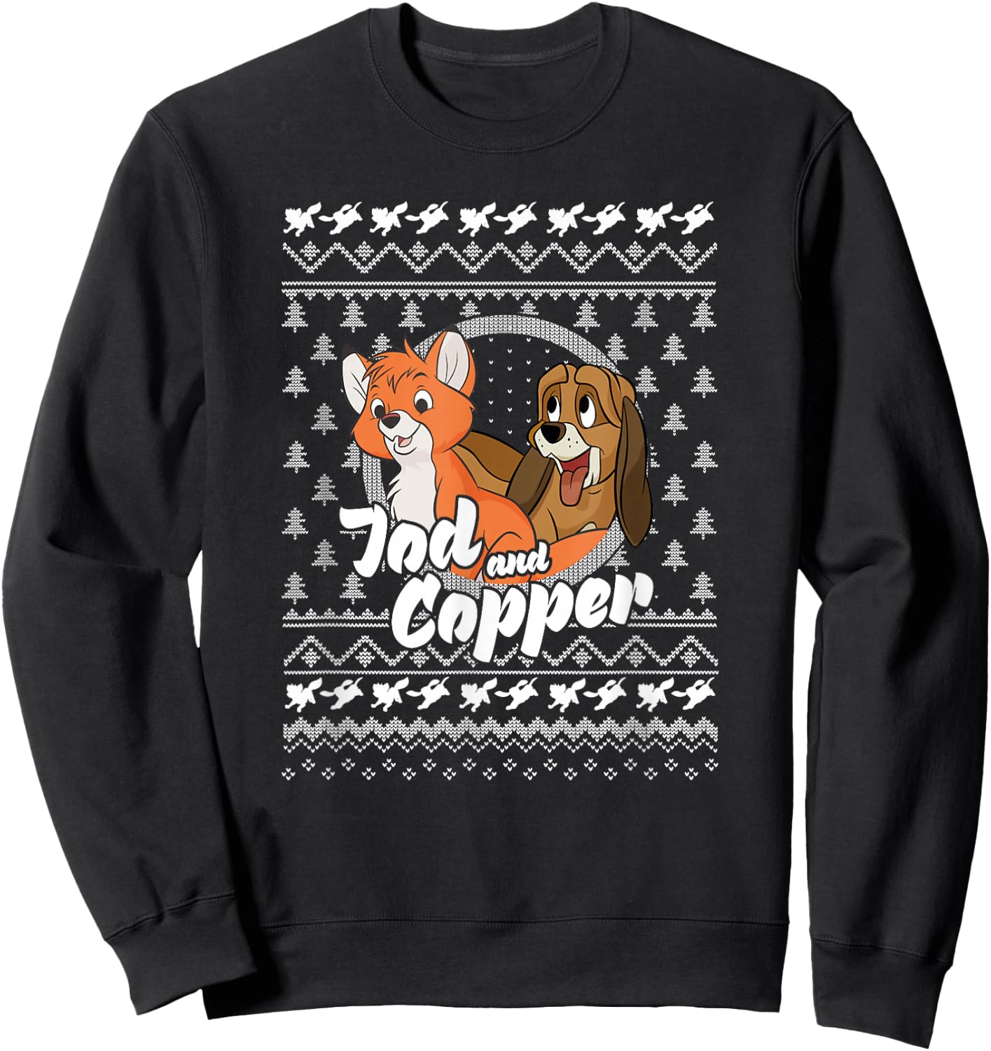 Disney The Fox and The Hound Christmas Tod and Copper Logo Sweatshirt - Sweatshirt | Black
