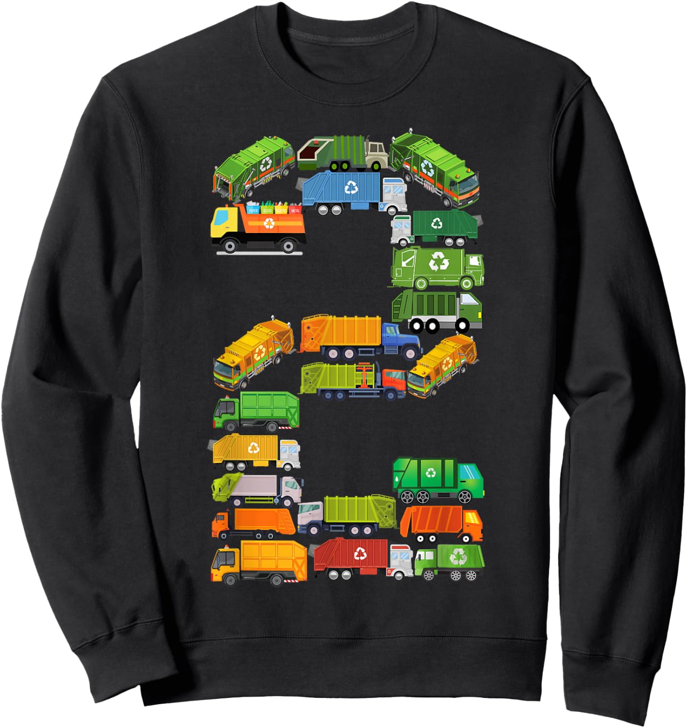 Toddler Garbage Truck Themed 2nd Birthday 2 Year Old Boys Sweatshirt - Sweatshirt | Black