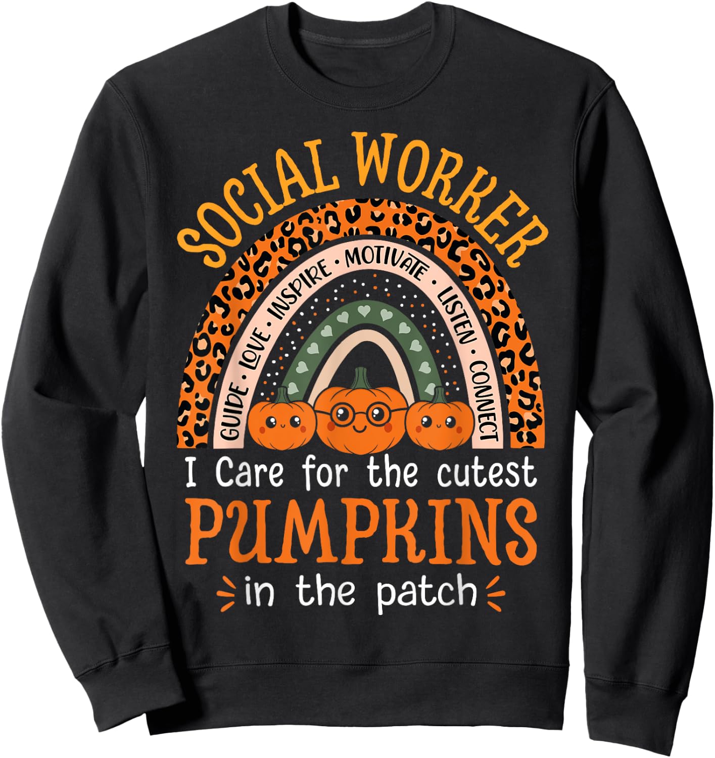 School Social Worker Rainbow Halloween School Worker Sweatshirt - Sweatshirt | Black