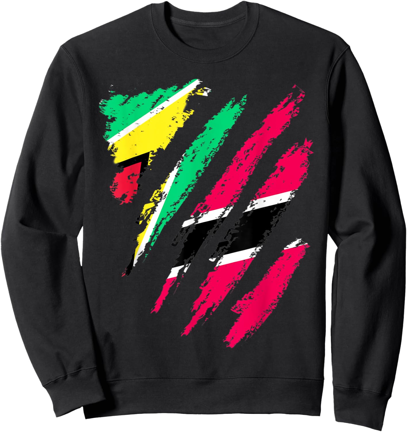 Guyana Flag Trinidad&Tobago Grown Patriot Country Stripes Sweatshirt - Sweatshirt | Black