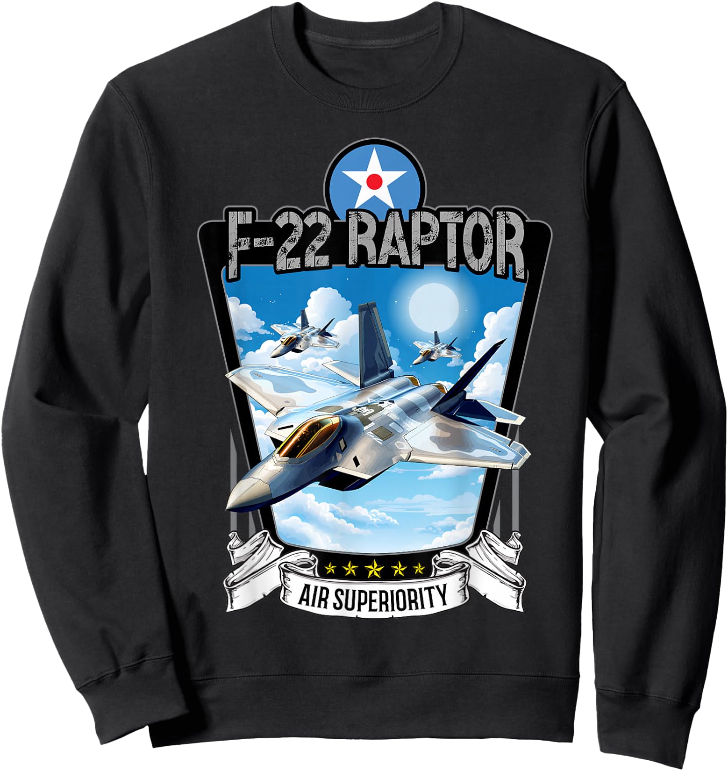 American Aircraft Stealth Fighter F22 Raptor Sweatshirt - Sweatshirt | Black