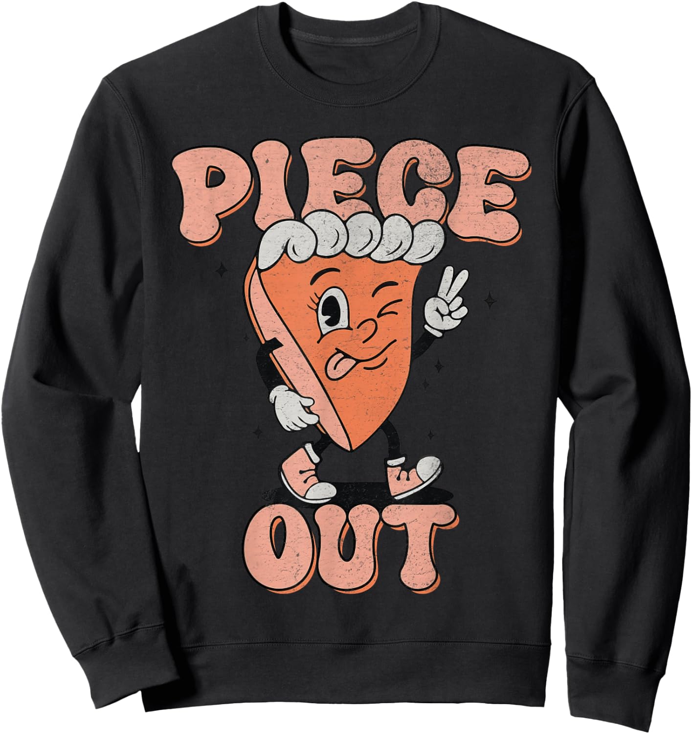 Piece Out Pumpkin Pie Retro Thanksgiving Fall Vibes Groovy Sweatshirt - Sweatshirt | Black