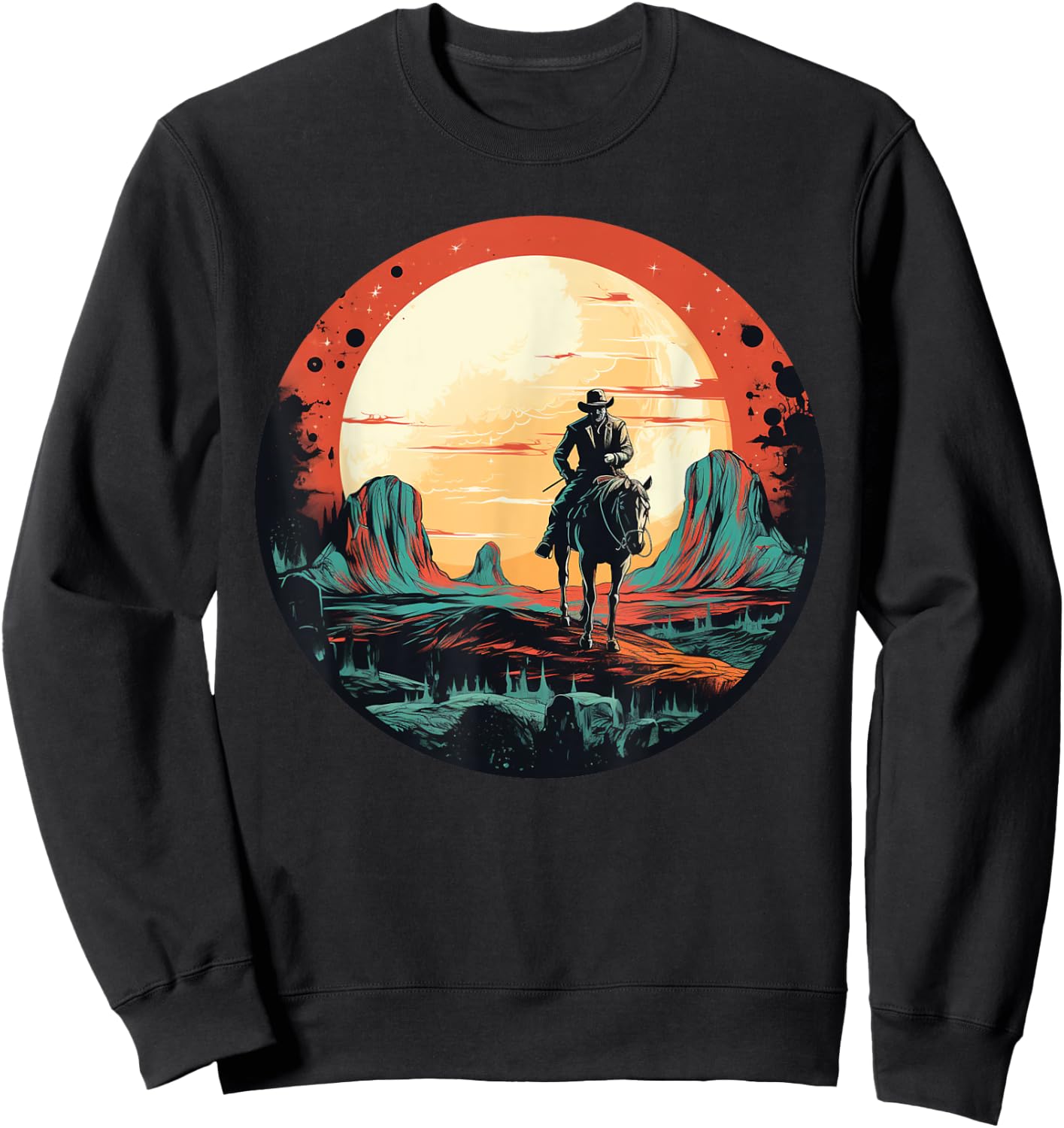 Cool Space Cowboy with Horse Costume for Boys and Girls Sweatshirt - Sweatshirt | Black