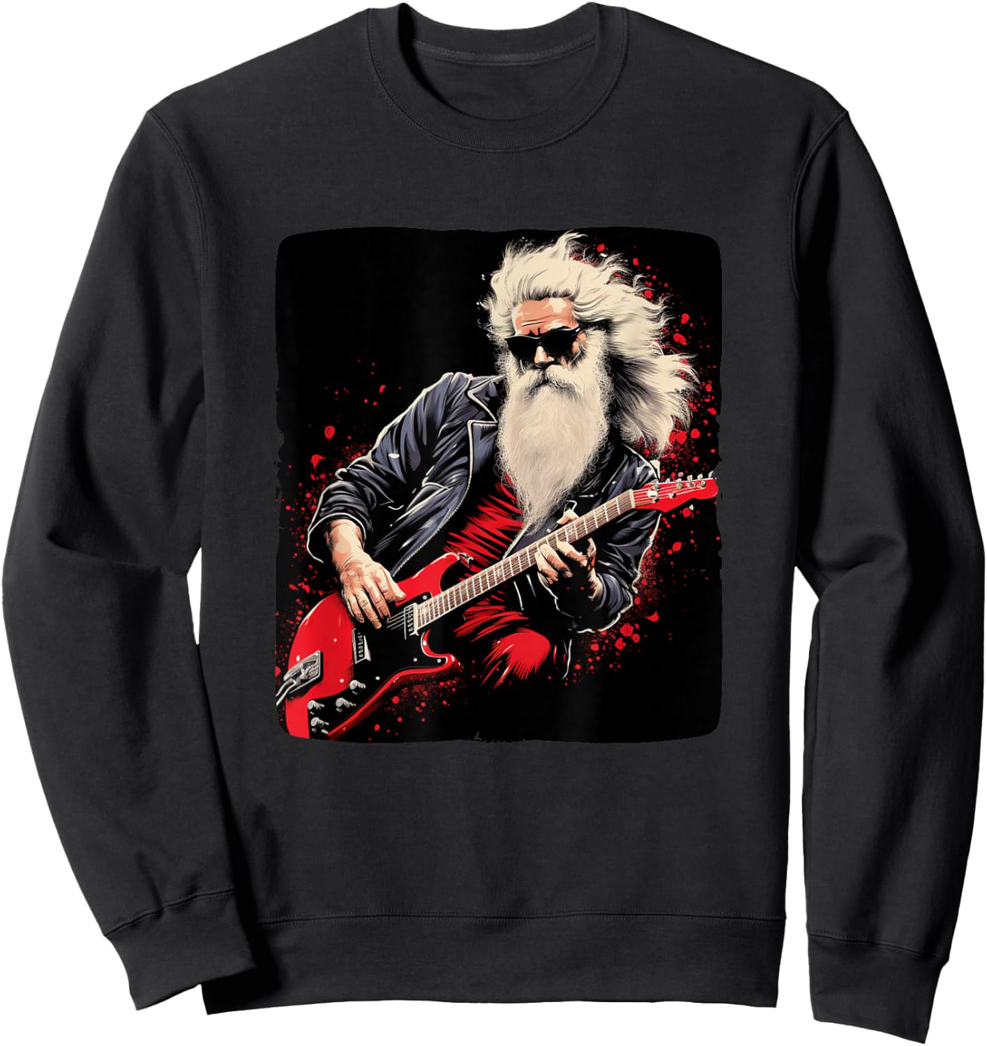 Rock'n Roll Santa Claus Costume for Christmas Eve Party Sweatshirt - Sweatshirt | Black