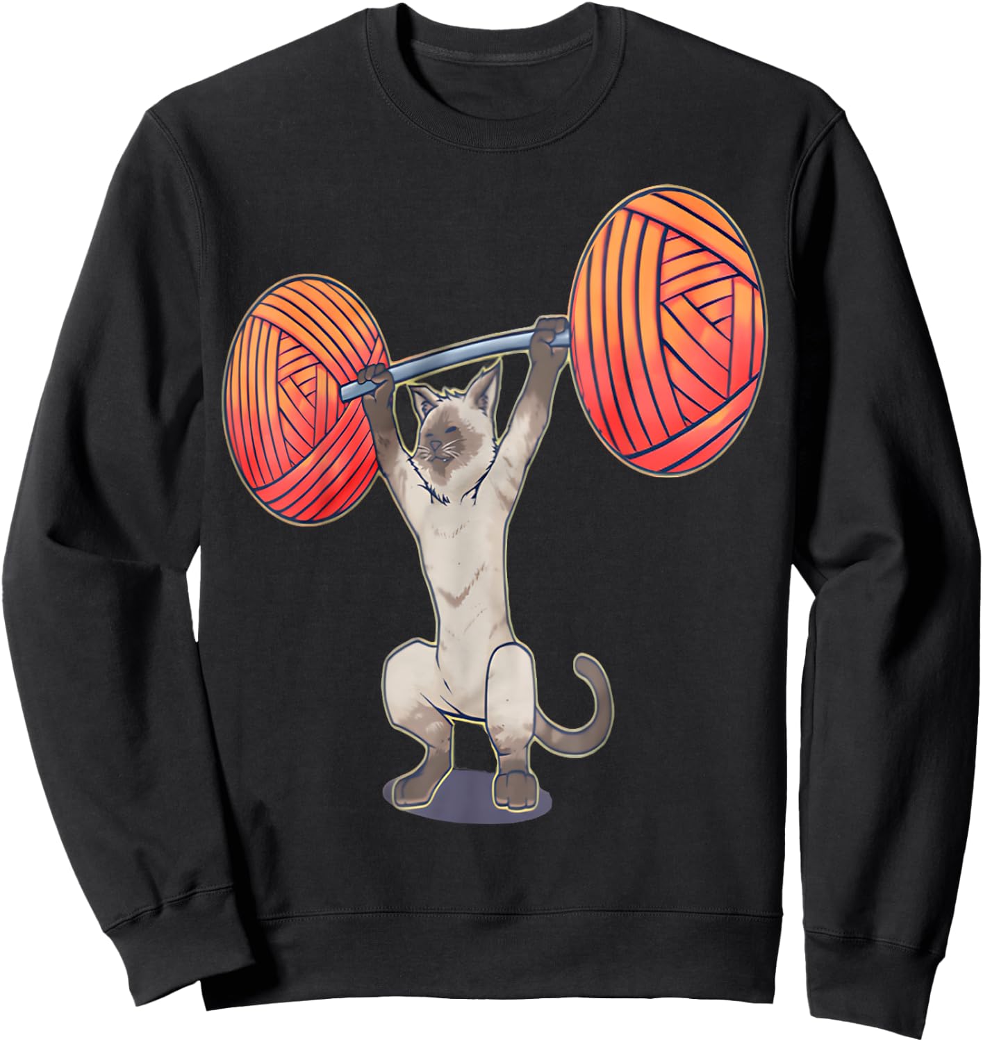 Olympic Snatch Siamese Cat Weightlifting Bodybuilding Muscle Sweatshirt - Sweatshirt | Black
