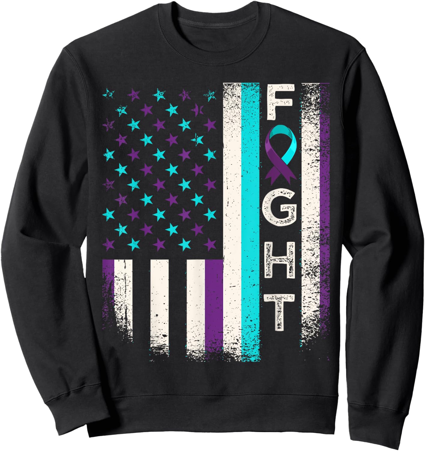 Suicide Prevention Awareness Month US American Flag Fight Sweatshirt - Sweatshirt | Black