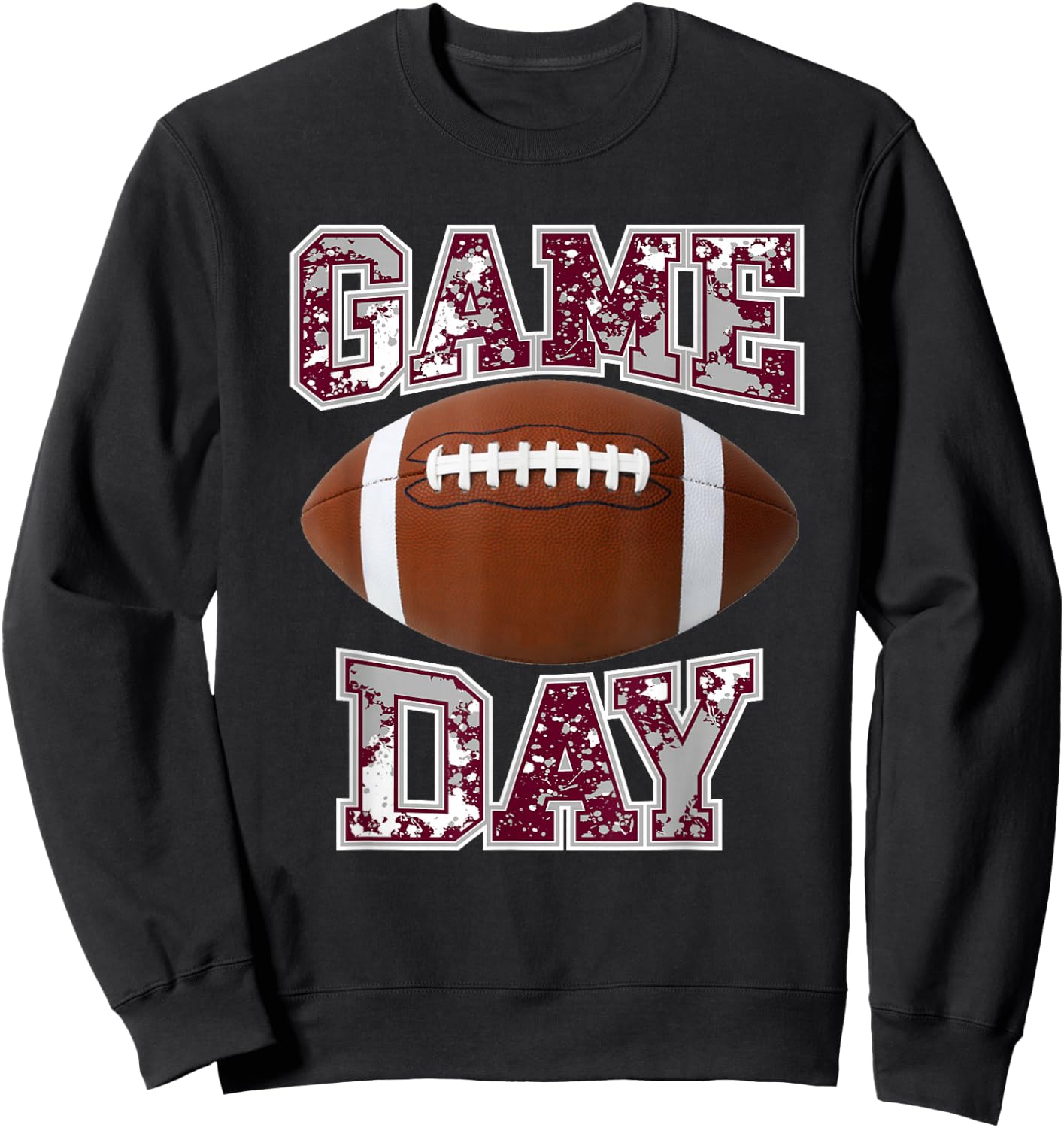 Game Day Football Maroon Gray White Sweatshirt - Sweatshirt | Black
