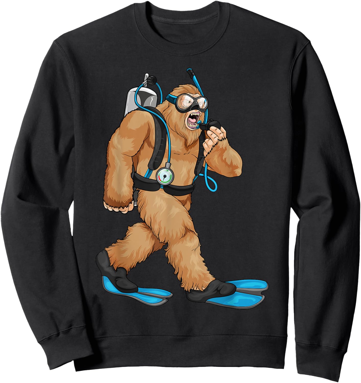 Bigfoot Scuba Diving Sasquatch Snorkeling Diver Swimming Sweatshirt - Sweatshirt | Black