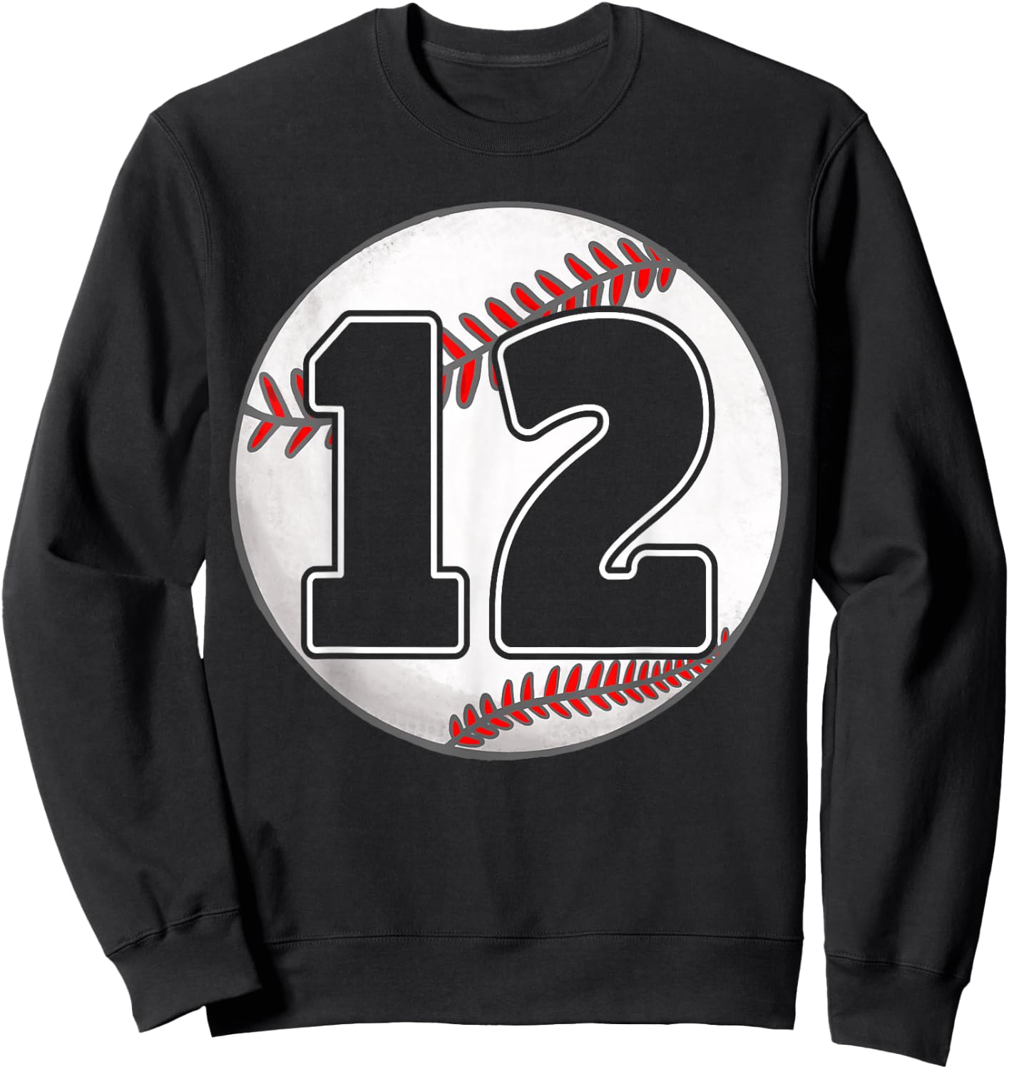 Birthday Boy 12 Baseball 12th Birthday Baseball Player Sweatshirt - Sweatshirt | Black
