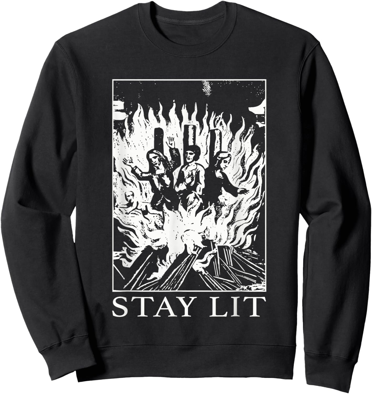 Occult Stay Lit Satan Devil Hell Unholy Antichrist Witch Sweatshirt - Sweatshirt | Black