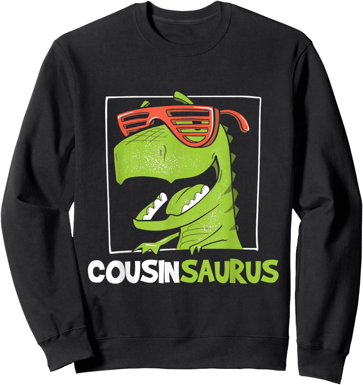 Cousinsaurus - Retro Vintage T Rex Cousin Family Sweatshirt - Sweatshirt | Black