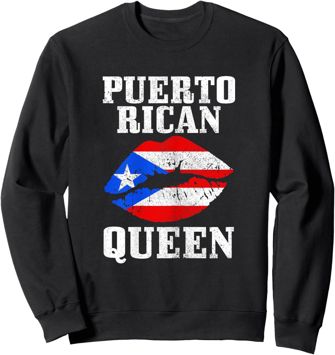 Puerto Rican Queen Puerto Rico Flag Pride Boricua Girls Sweatshirt - Sweatshirt | Black