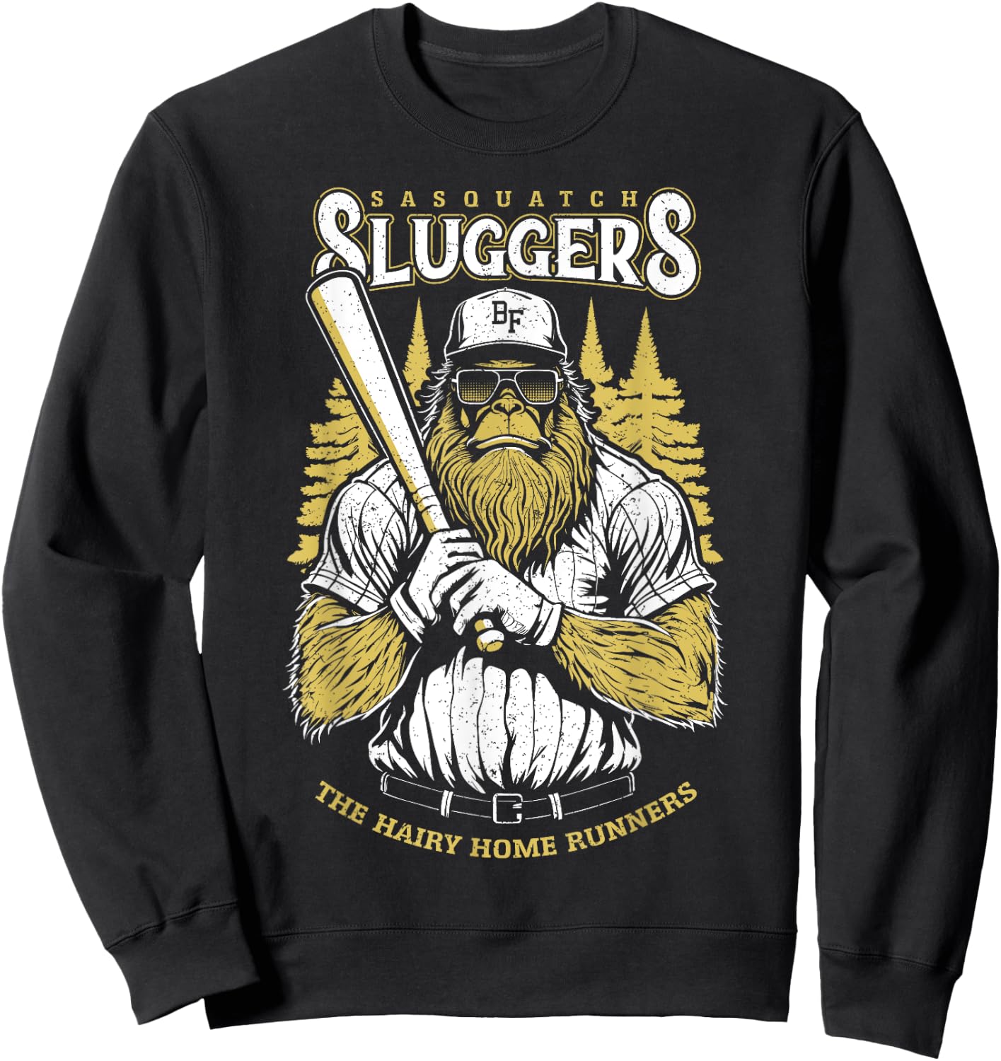 Bigfoot Baseball Player Coach Funny Cryptid Sasquatch Team Sweatshirt - Sweatshirt | Black